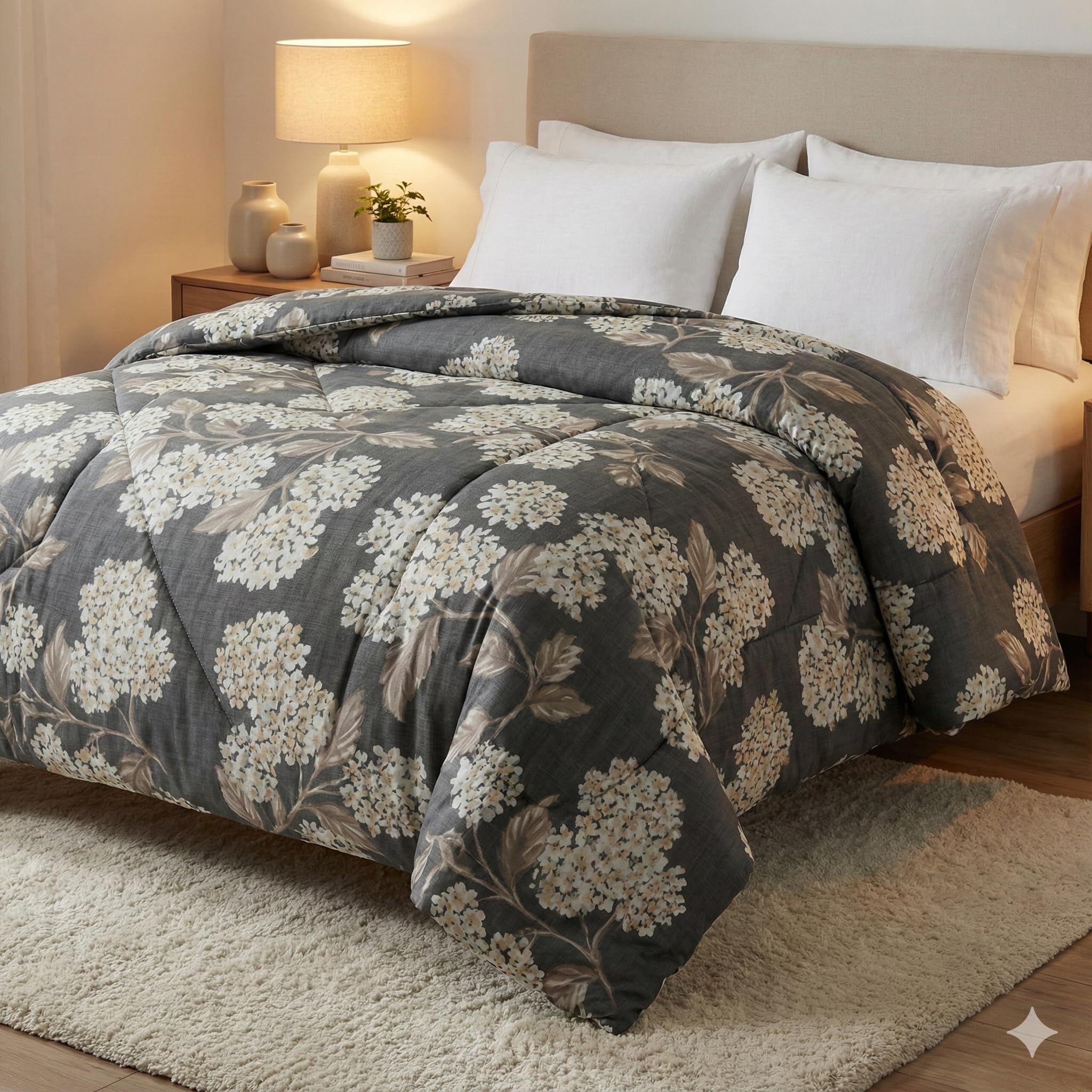 All Season Comforter 90×100 Inches | Cotton Comforter with Microfiber Filling | Heavy Quilted Comforter | Soft Breathable Cozy Bedding for Year-Round Use (Floral 2)-image-41