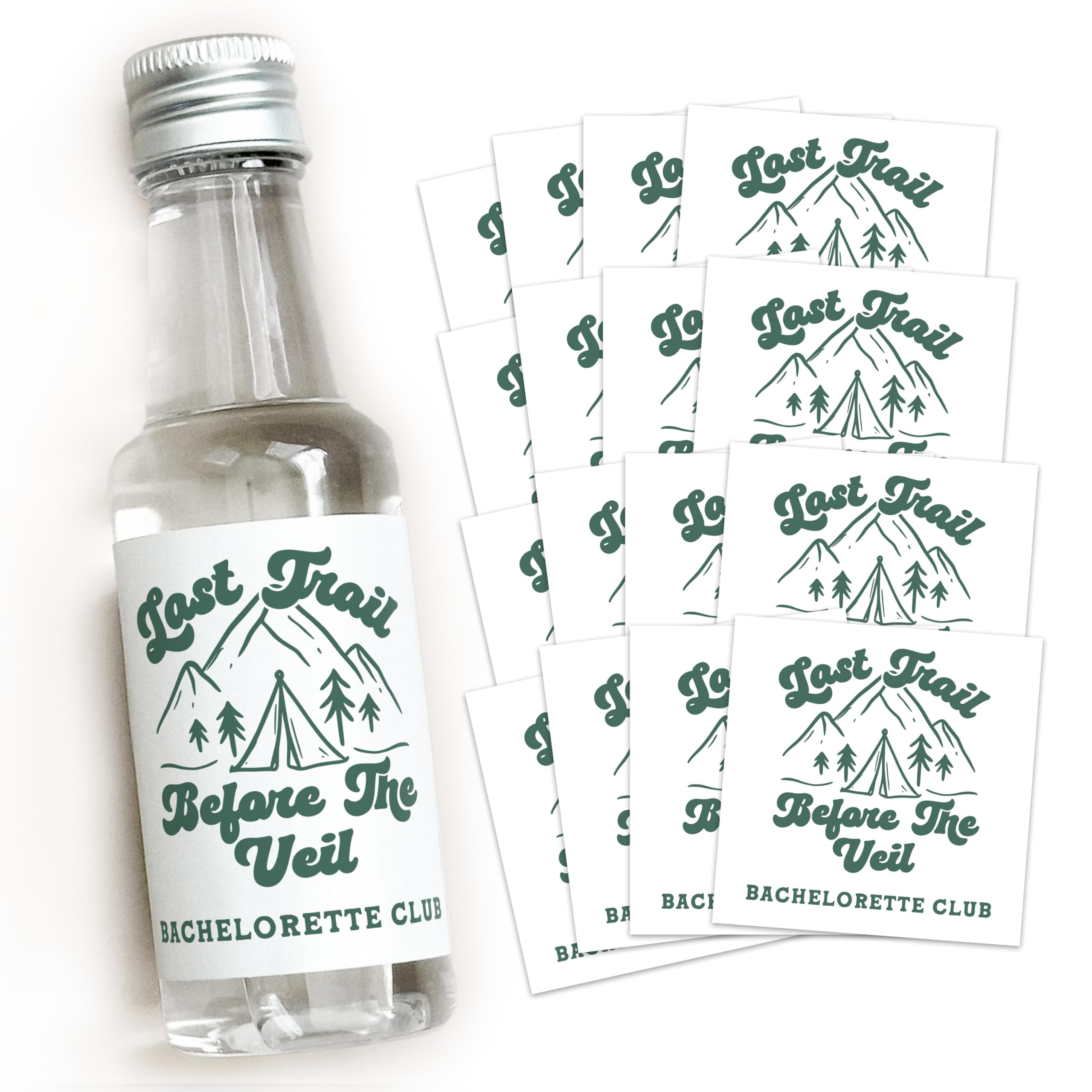 Last Trail Before the Veil - 50 mL Camp Bachelorette Liquor Labels - Cabin Bachelorette Party Favors - Camp Bach Gift Bag Idea - Forest Bachelorette