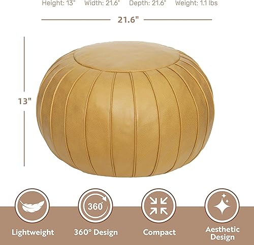 Miniatura 10 de Thgonwid - Reposapiés de gamuza sintética hecho a mano con puf otomano de 23 x 14 in, reposapiés redondo para sala, dormitorio y debajo de la mesa,