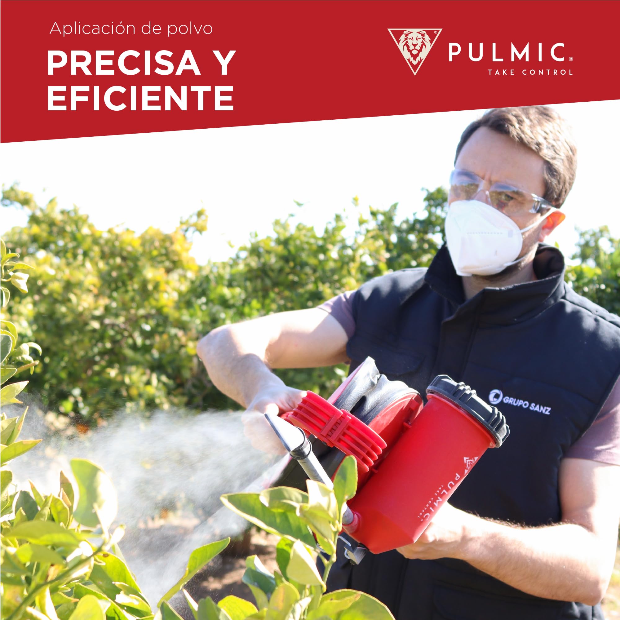 Espolvoreador Azufre, Tierra de Diatomeas e Insecticidas .Pulverizador de Polvo con Agitador, Boquilla y Tubo Orientable .Fuelle para Fumigar Polvo con Agitador. Azufradora 1,5kg Fabricado en España