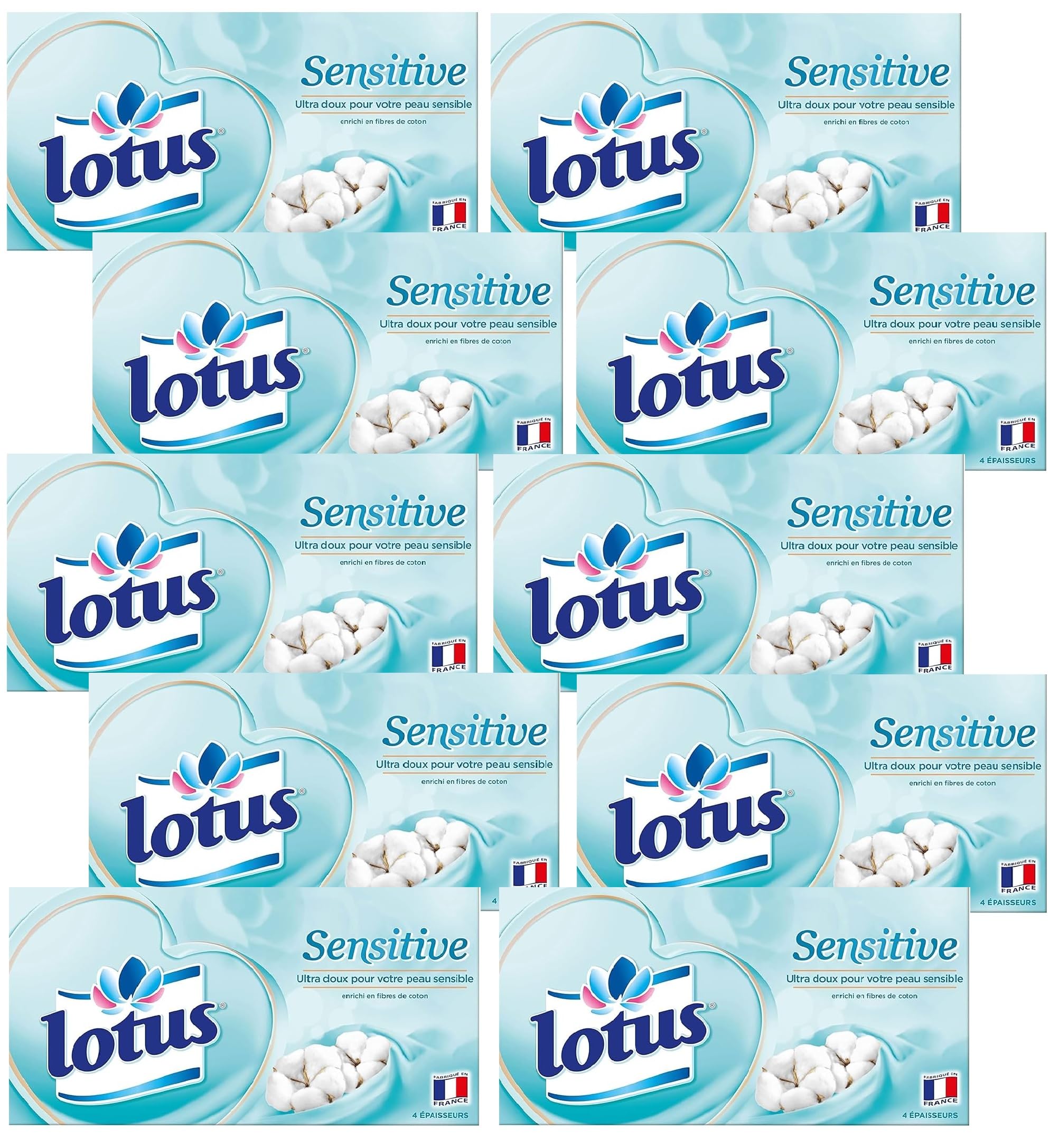 Lotus Sensitive 800 Ouchoirs Blanc En Boîte (Lot De 10 Boîtes X 80