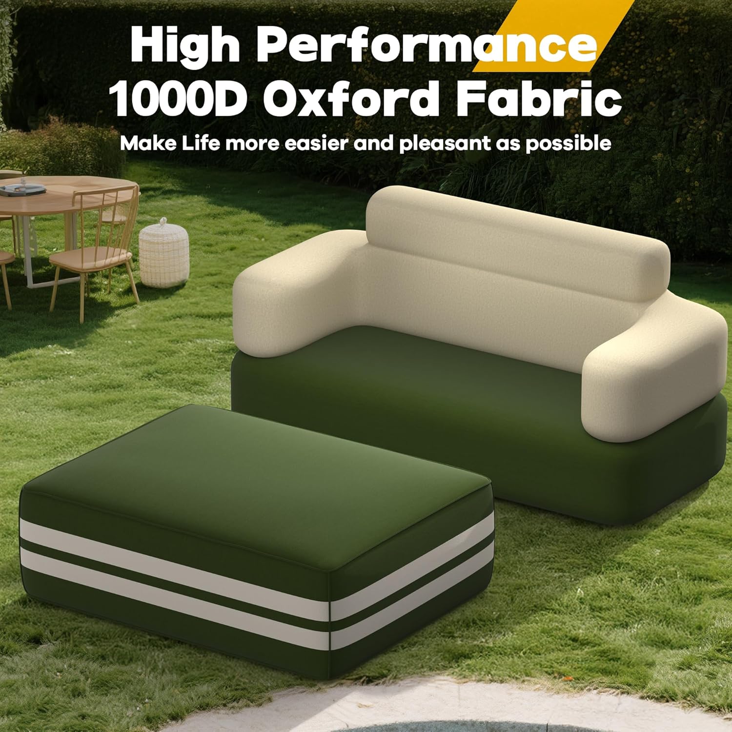 CACSPS Portable Inflatable Table with Built-in Pump - Durable Multifunctional Blow Up Table for Camping, Outdoor, Travel, Home Backyard