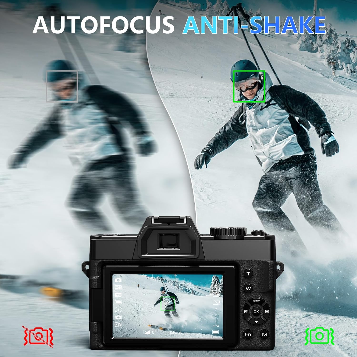 New 8K&64MP Digital Cameras for Photography&Video, Vlogging Camera for YouTube, Compact Camera with 64GB TF Card, WiFi,and Wide-Angle & Macro Len, AUTOFOCUS, 3-inch Flip Screen，2 Batteries（Black） - Image 9