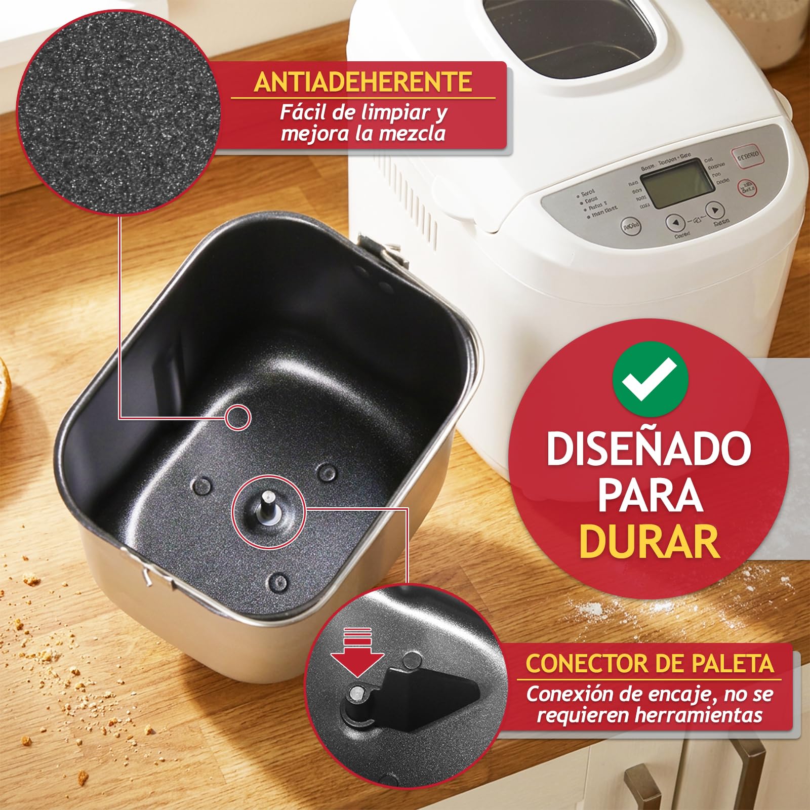 SPARES2GO Bandeja para Hornear + Brazo de Amasado para Morphy Richards Panificadora 48319, 48320 y 48321