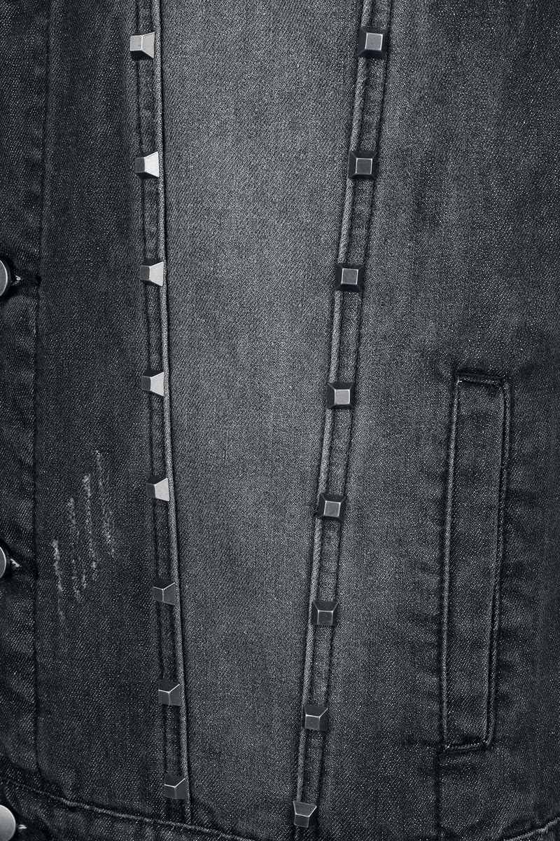 Black Premium by EMP Herren schwarze Weste mit Pyramidennieten im Used-Look