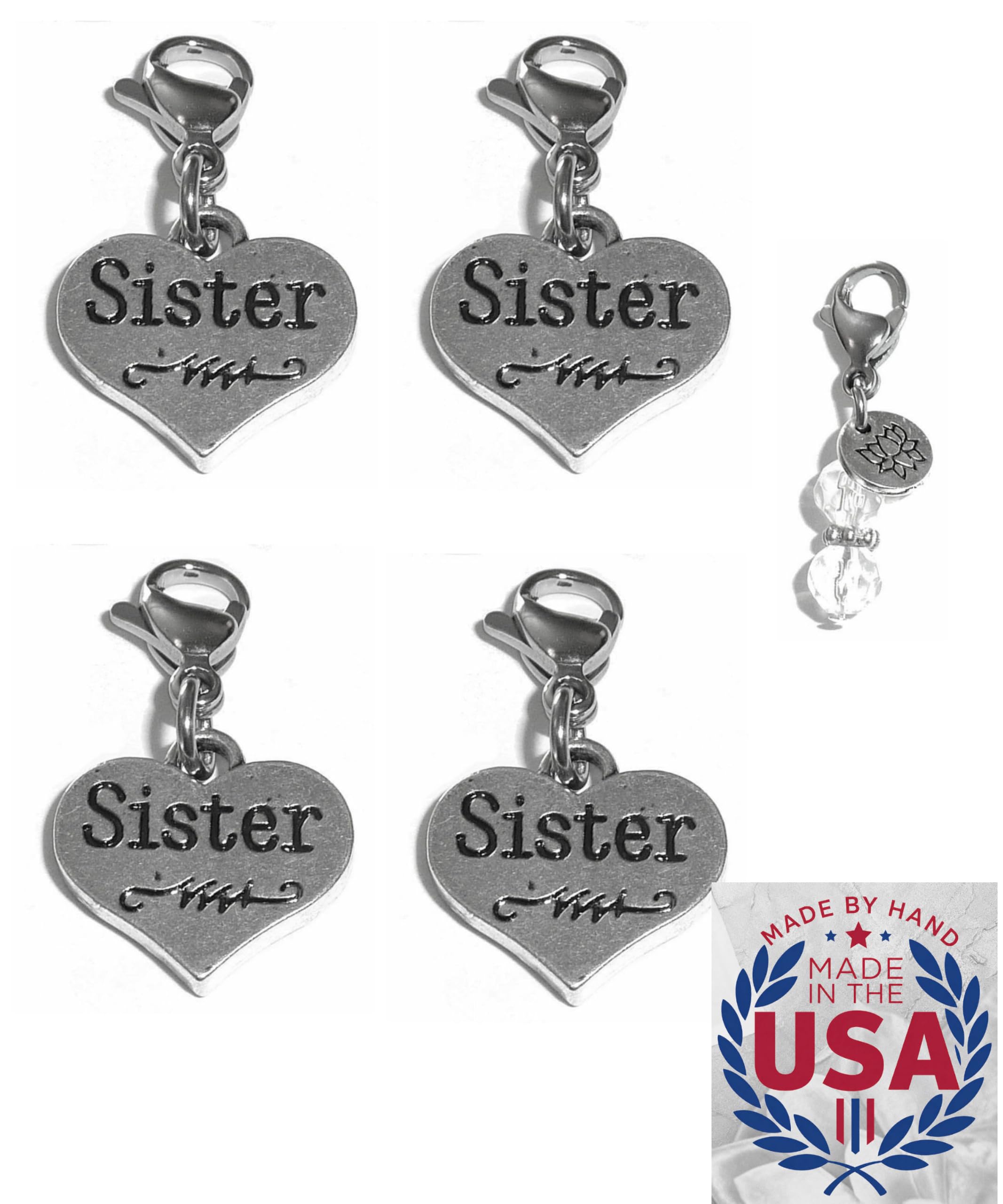 Hidden Hollow Beads 4 Clip On Charms for Purse, Handbag, Keychain, Zipper Pull, Backpack, Jewelry Accessory, USA