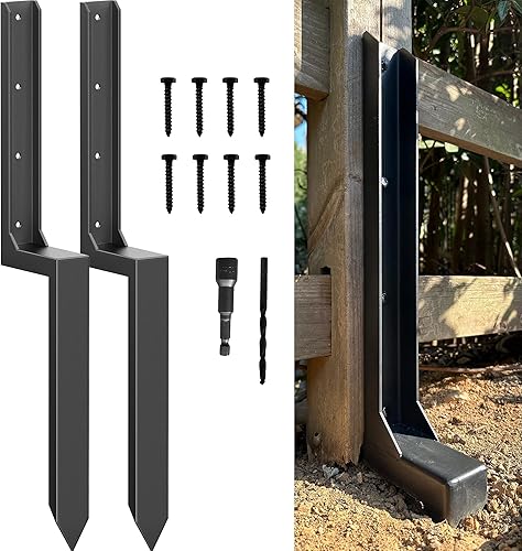 IRONBABE Kit de reparación de postes de valla – Estacas de anclaje de acero de una pieza para fijar rápidamente postes de madera rotos / inclinados