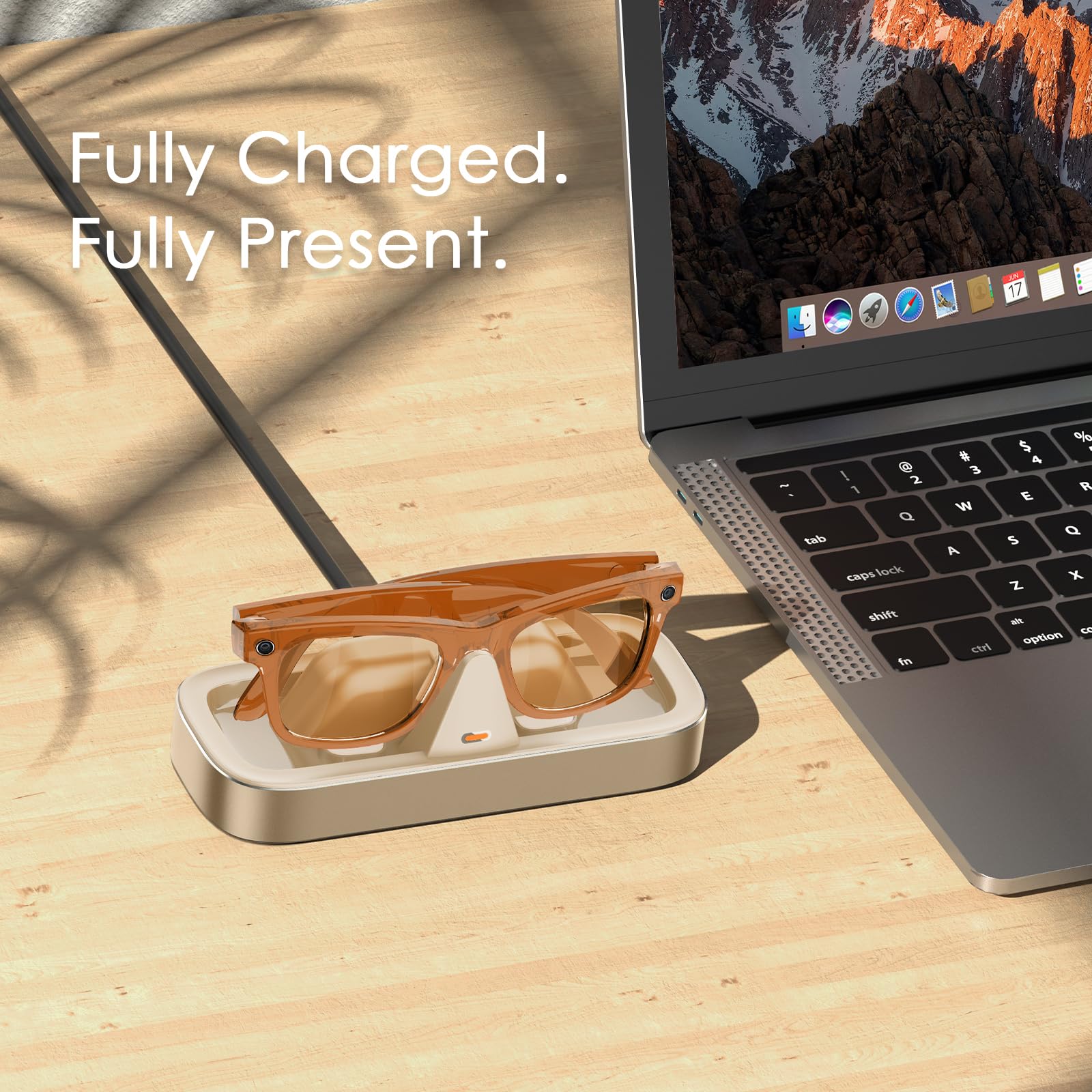 Estación de carga para gafas Meta Ray-Ban Wayfarer, Skyler, Headliner y cargador Oakley Meta HSTN con indicador LED (alimentado por USB-C - Starlight)