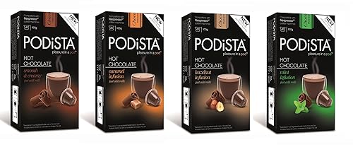 Cápsulas de chocolate caliente Nespresso Original Line compatibles con cápsulas de cacao caliente, paquete variado, 4 sabores, 4 cajas, paquete de