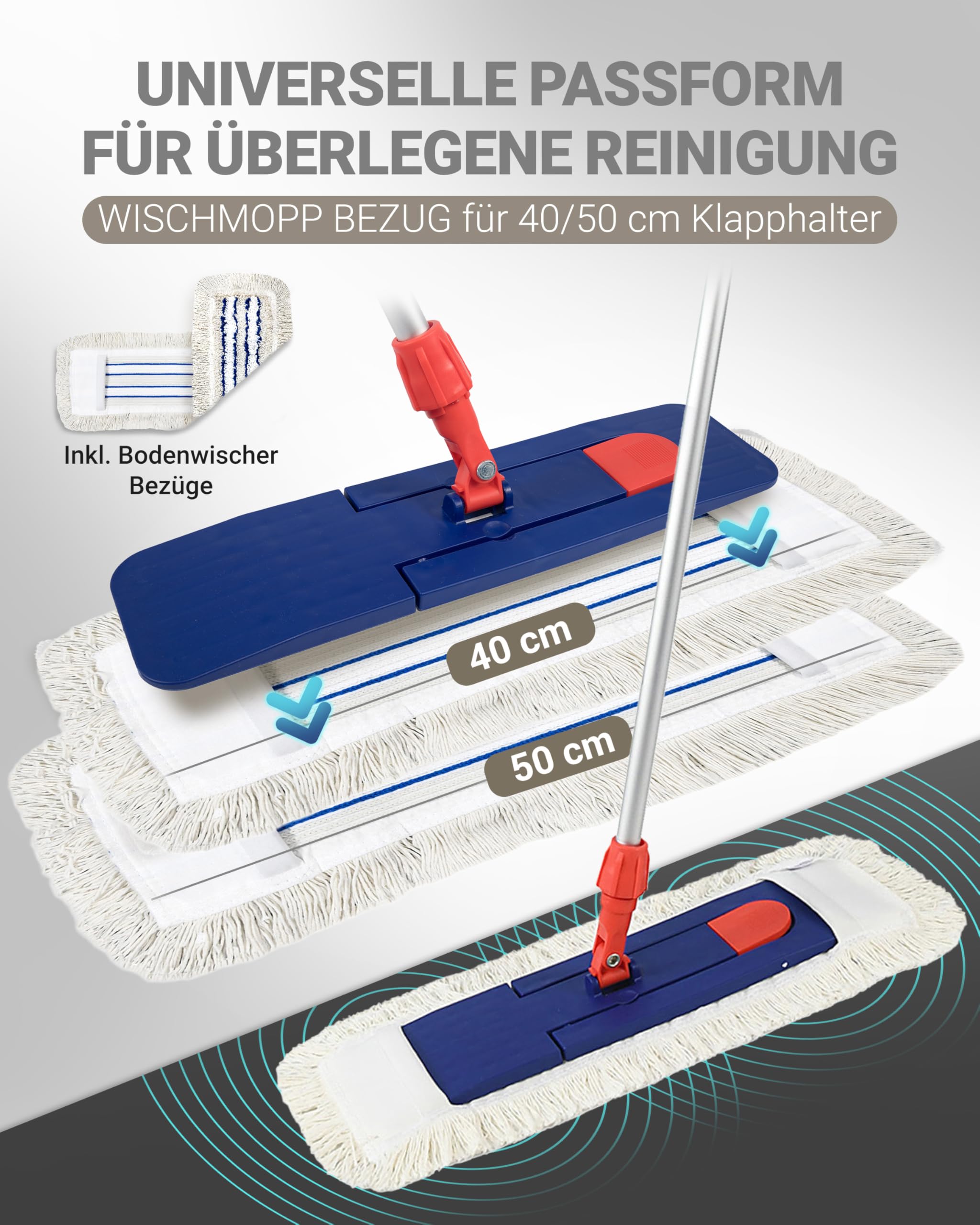 10 Stück 50cm Profi Baumwolle Wischmop Baumwollmop Bodenwischer Wischmopp Prime Mop Best 50 cm