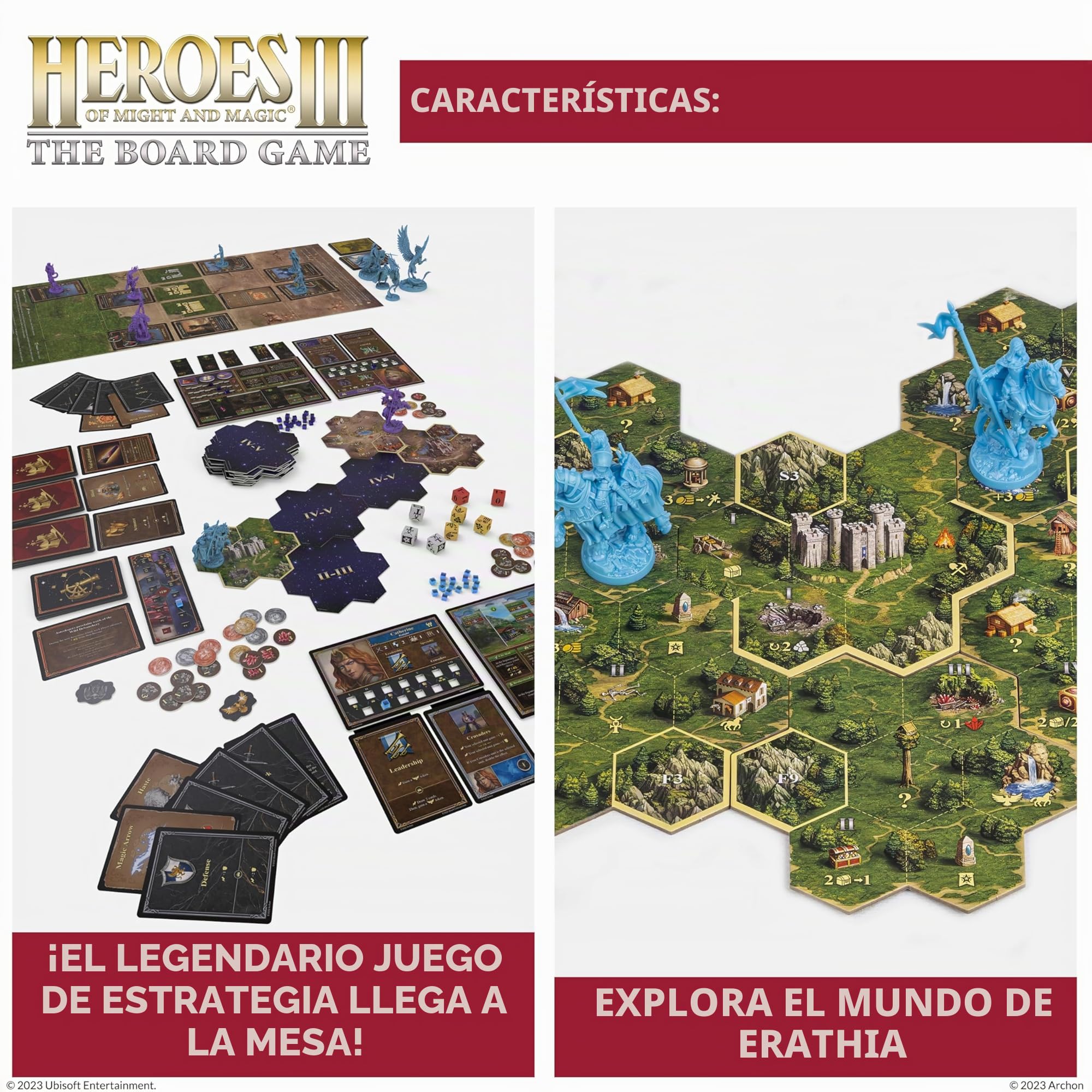 Heroes of Might & Magic III The Board Game - Juego de rol de estrategia de mesa para 1-4 jugadores, incluye 6 miniaturas de héroe, para edades de 14 años en adelante (inglés)