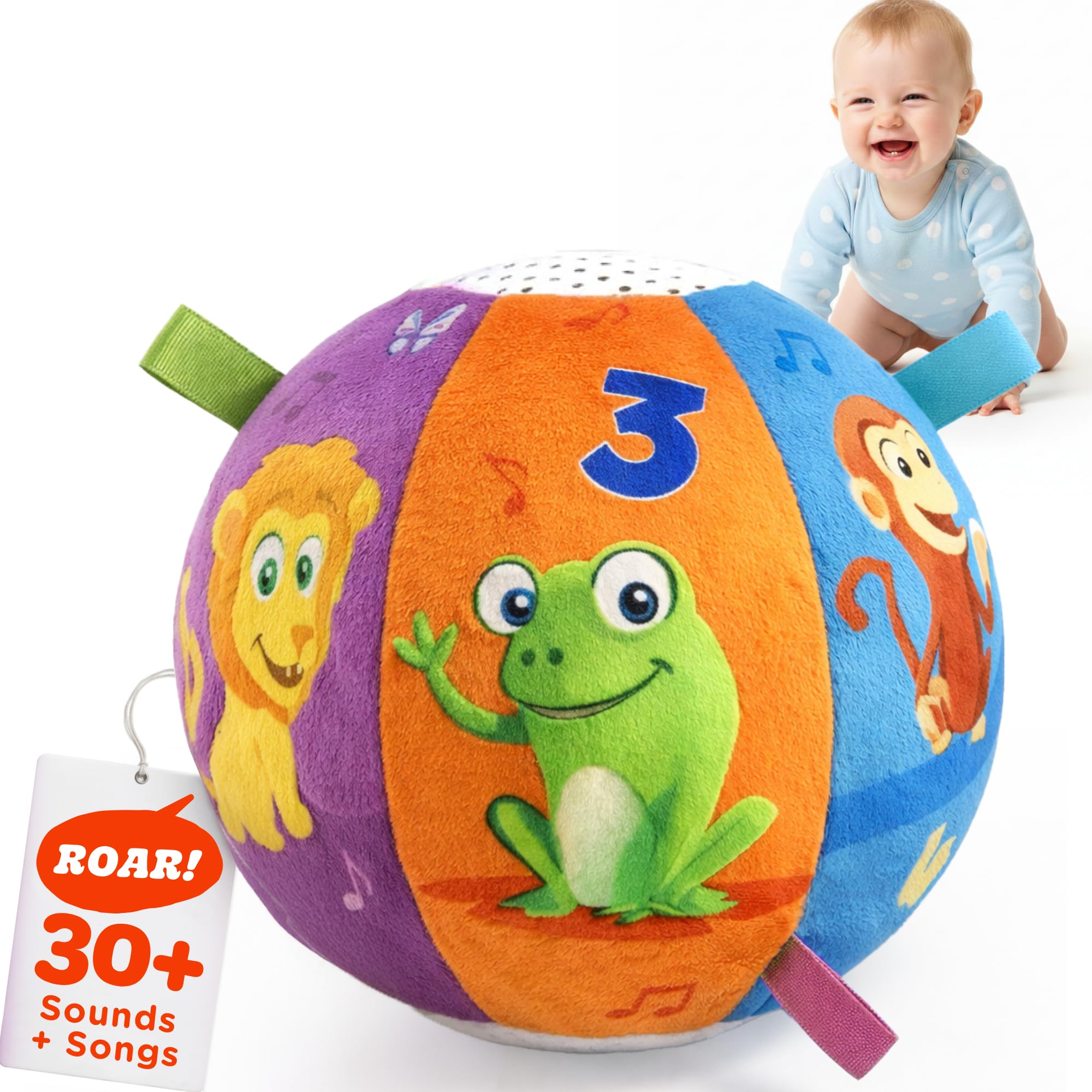 Move2Play, Interactive Baby Ball with 30+ Sounds &amp; Songs | Toys for 1 Year Old Boys &amp; Girls | Baby Toys 6-12+ Months | Musical Crawling Ball for Toddlers 1-3 | 1st Birthday Gift