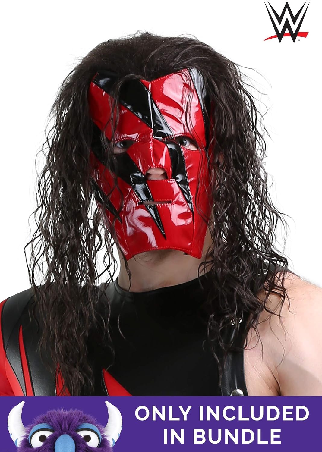 Mens WWE Kane Costume Jumpsuit with Mask, Glove, Wrist Band, & Belt