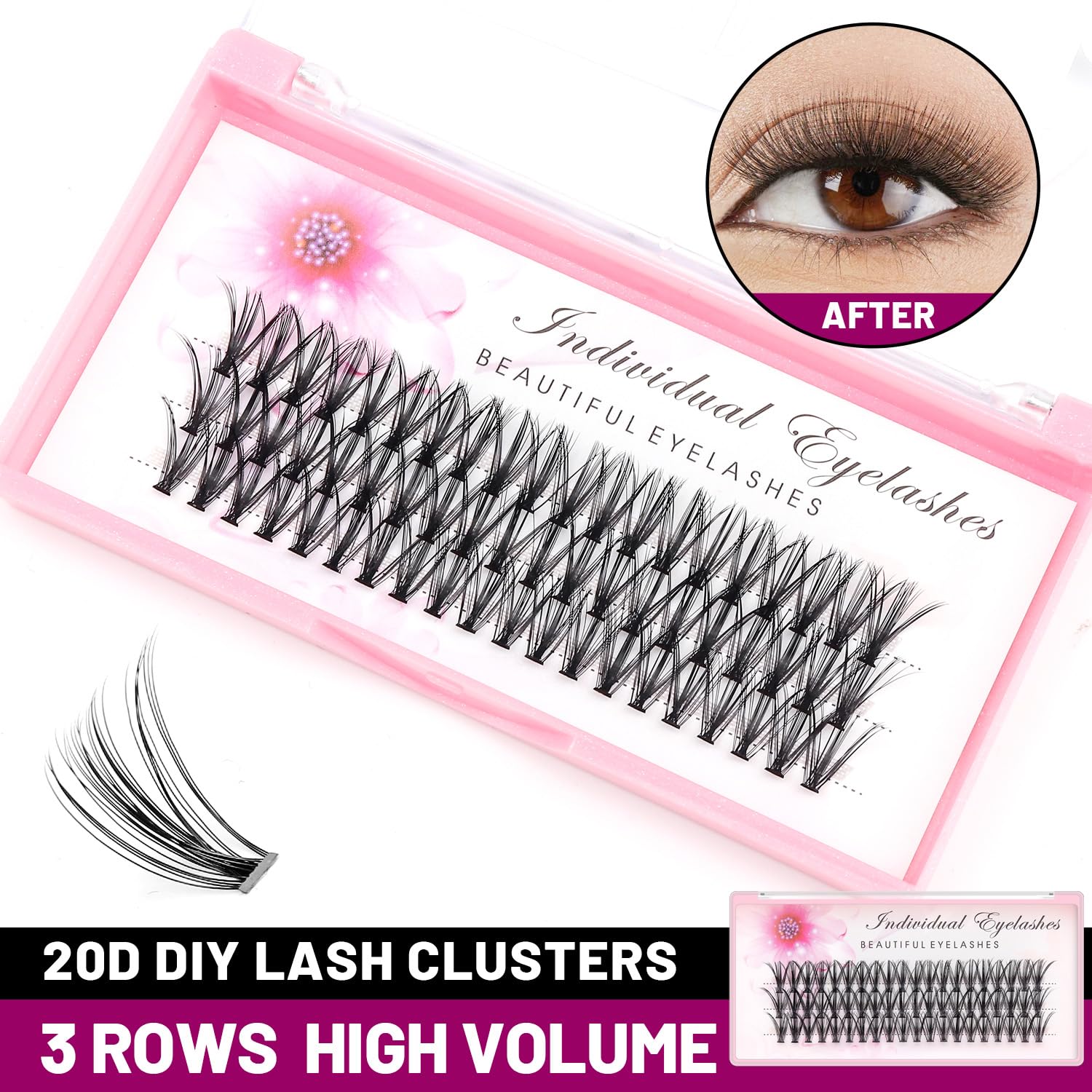 8/10/12/14/16/17/18/20mm 60pcs 20 Root Grafting Individual False Eyelashes Mink Natural Long Eye Lashes Cluster Extension Makeup Beauty Fake Eyelash (5Boxes-10mm)