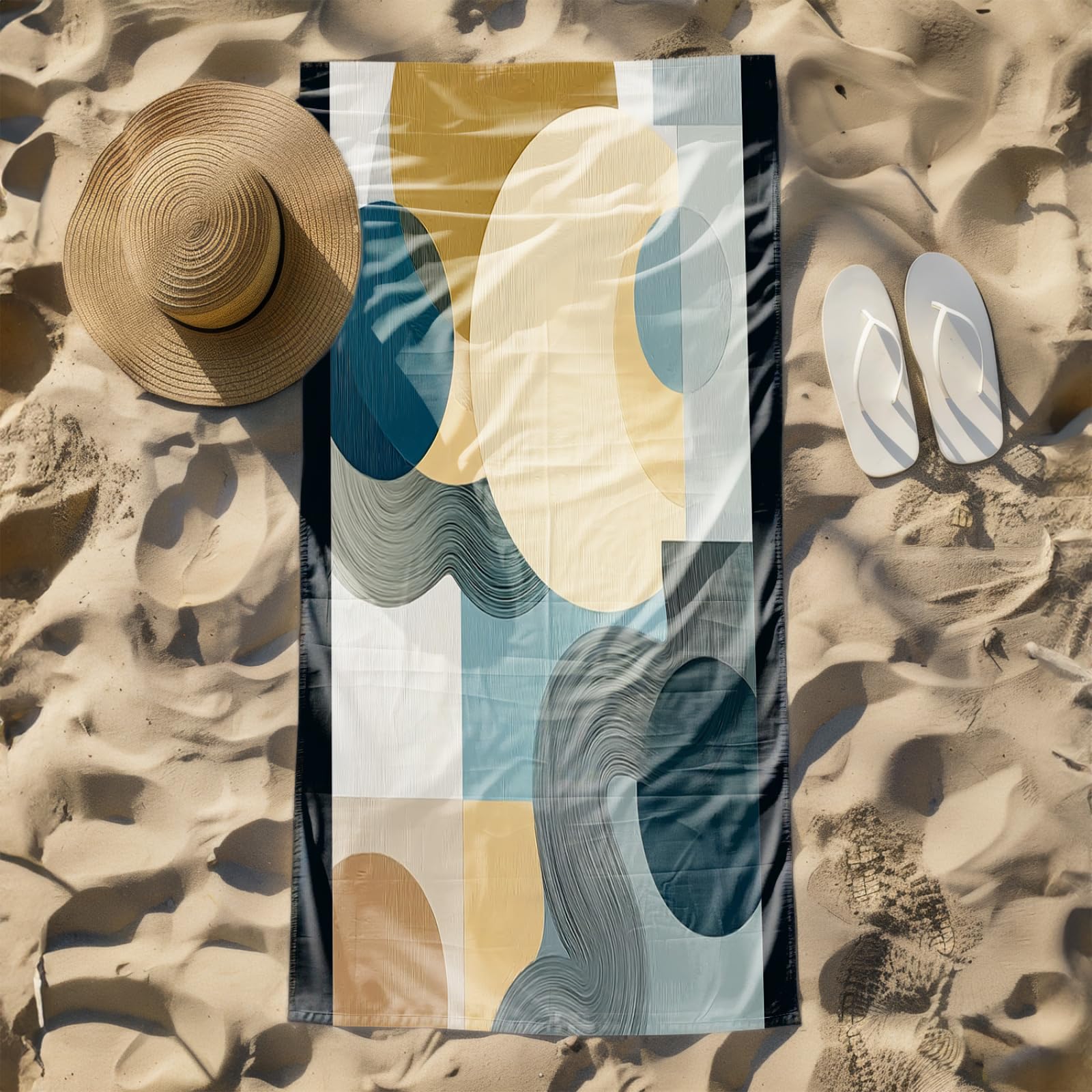Telo Mare Microfibra Grande 200X200 Marrone Arte Astratta Telo da Mare Matrimoniale Xxl,Ad Asciugatura Rapida, Telo Bagno Senza Sabbia,Spiaggia, Campeggio, Escursionismo, Picnic