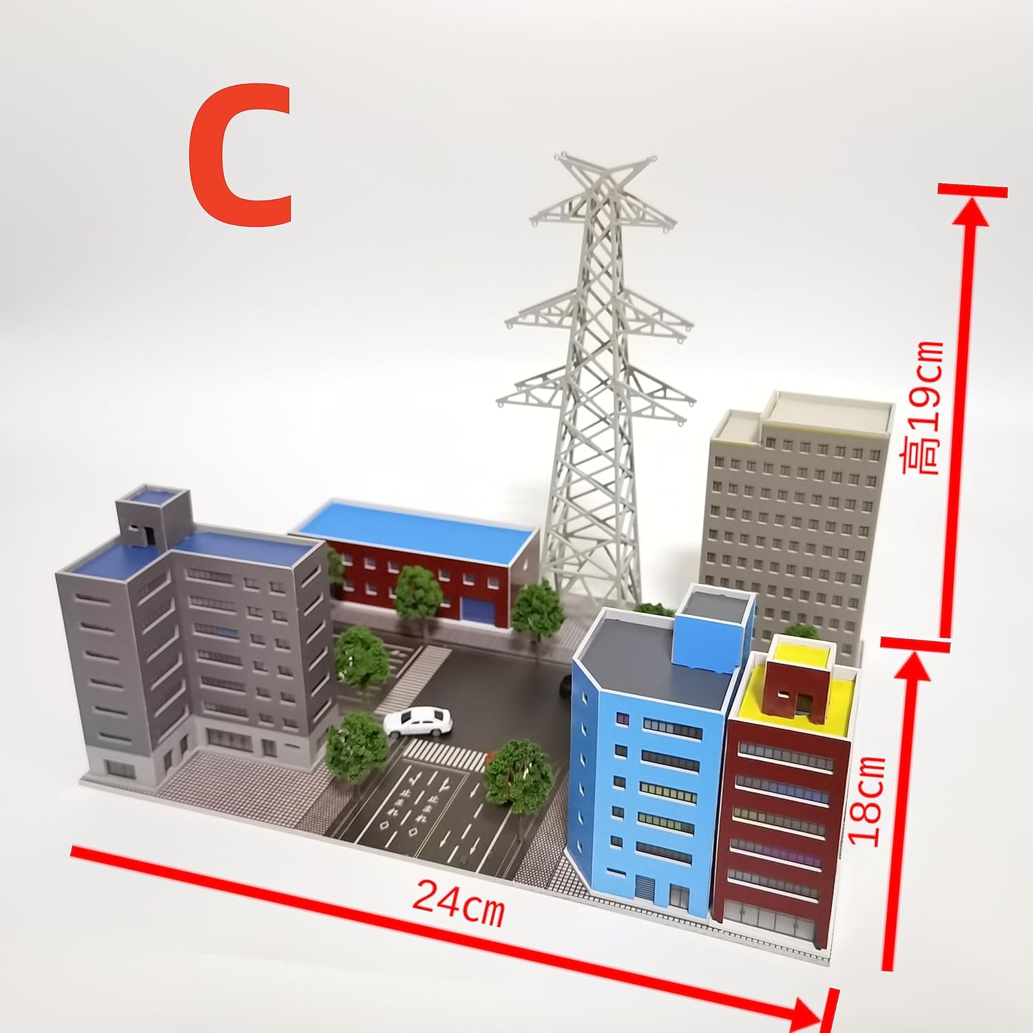 Mycity Architectural Model, Suitable for Matching Godzilla and Ultraman Themed Architectural Scenes, 1/300 Micro City (C)
