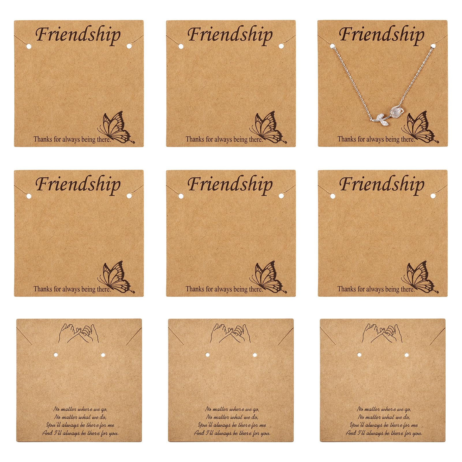 Cartes de présentation bijoux en kraft Fashewelry pour l'emballage de 100 colliers