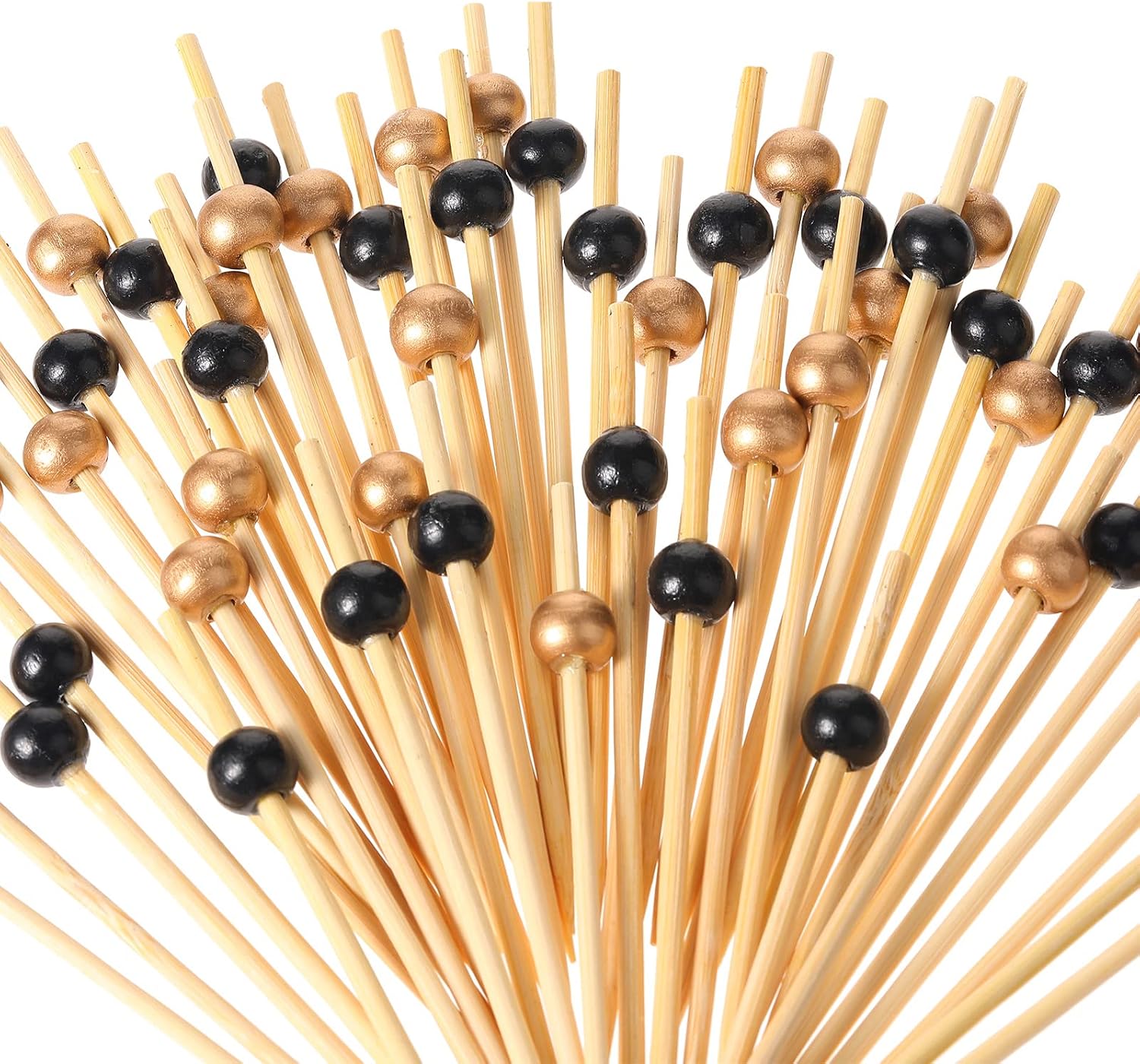 Patelai 120 Pcs Cocktail Picks 4.7 Inch Fancy Toothpicks, Gold, Black