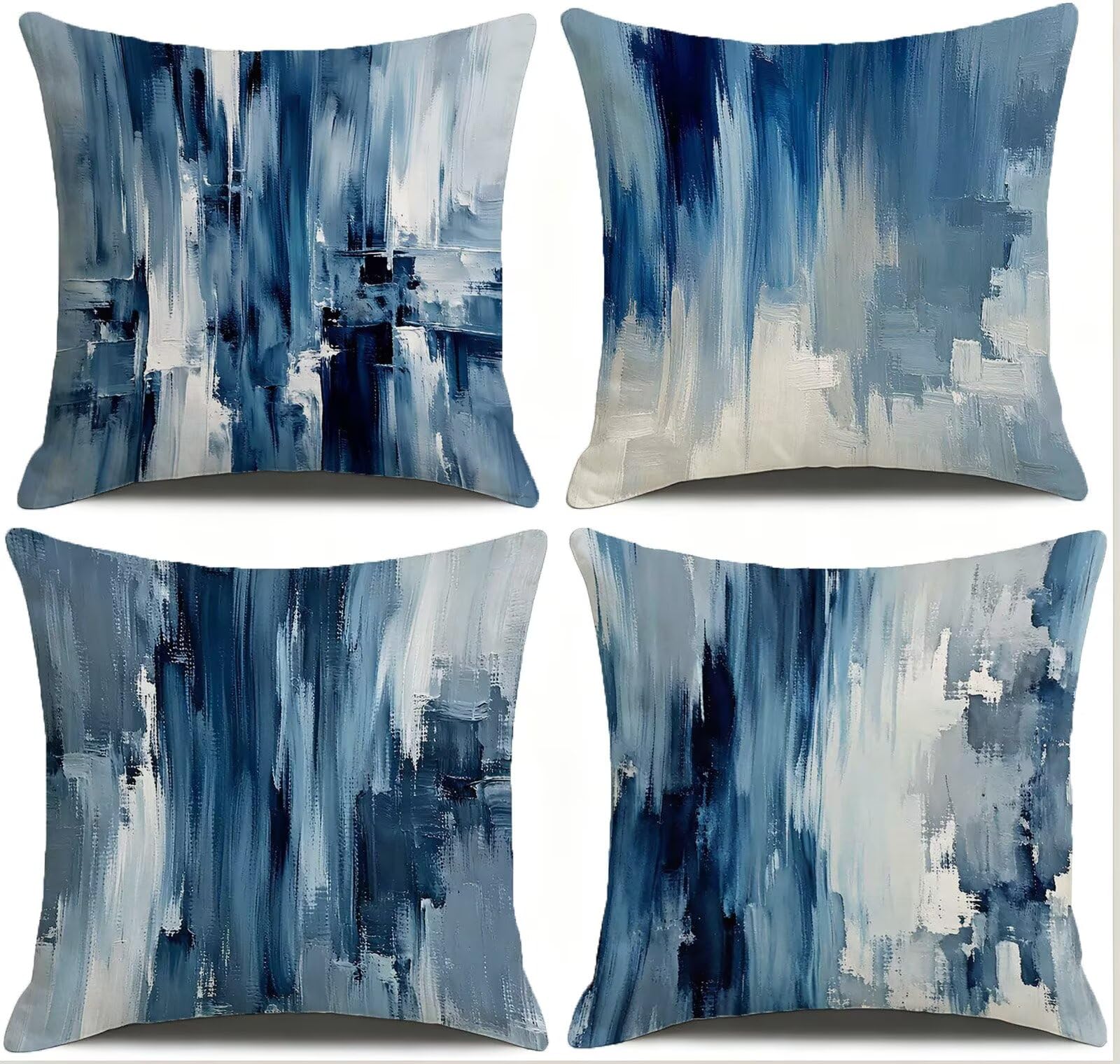 Blu Federe Cuscini Divano 50x50cm, Cuscini da Esterno Set de 4, Cod-110 | Velour Copricuscini Decorativi Letto Arredo, per Letto, Soggiorno, Giardino, Esterno, Casa Decorazione Set di 4 Astratto