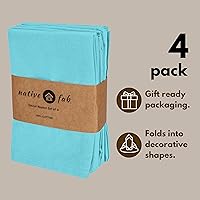 Vista 3 de Native Fab Blue Cloth Napkins, 4 Pack, 100% Cotton, 17x17 Inches, Heavy Duty, Soft Texture, Quick Drying, Great for Spring Holidays, Family