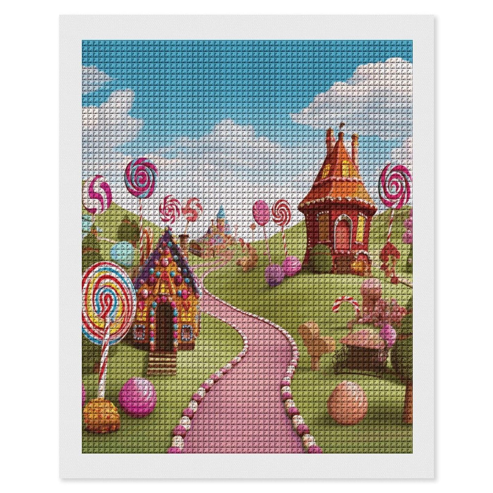 FodPand Candy Diamond Painting Kit for Beginner Fun 5D DIY Crafts for Adults Diamond Art Kits Square Diamond Art Canvas Painting Gem Art Crafts for Home Wall Decor 16"x20"