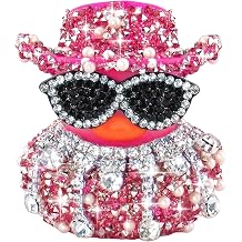 wonuu Diamond Rubber Duck Car Ornaments Dashboard Decorations for Cool Car Accessories Irregular Rhinestone Drop Fringe Choker, Pink