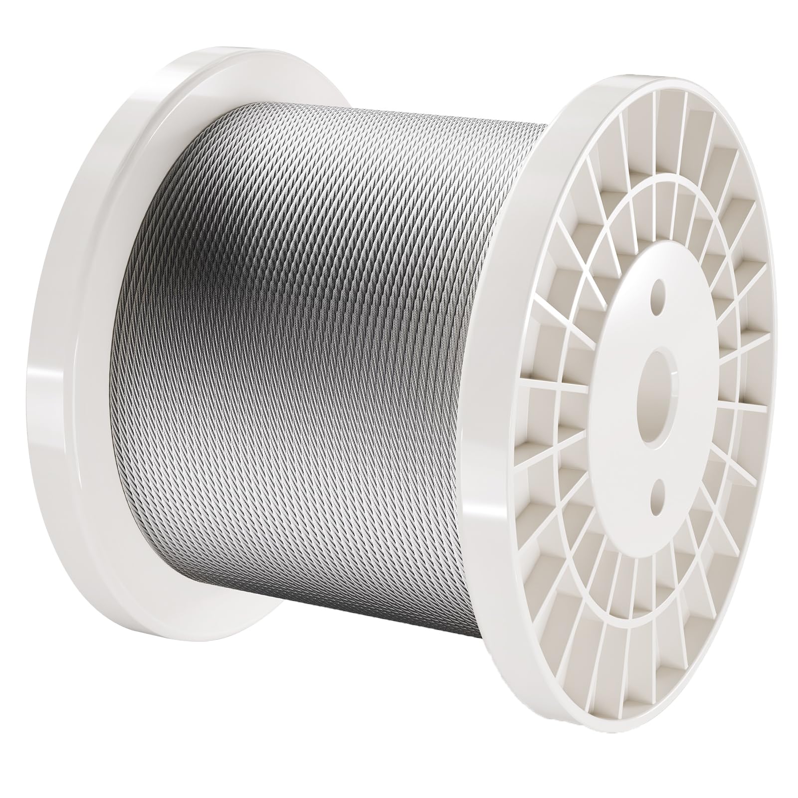 VEVOR Câble Acier Inoxydable, 3,18 mm x 182,3 m, Câble Métallique Inox 316 Tressé 7x7 Qualité Aéronautique Marine avec Coupe-fil, Gants, Résistance Rupture 7,1 kN, pour Garde-corps, Clôture, Rampe
