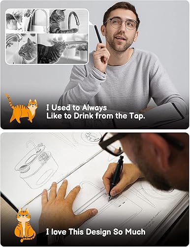 Miniatura 2 de Fuente de agua para gatos de acero inoxidable con 8 filtros de carbono + 8 esponjas de 108 onzas3.2 L fuente de agua para mascotas, fuente de agua