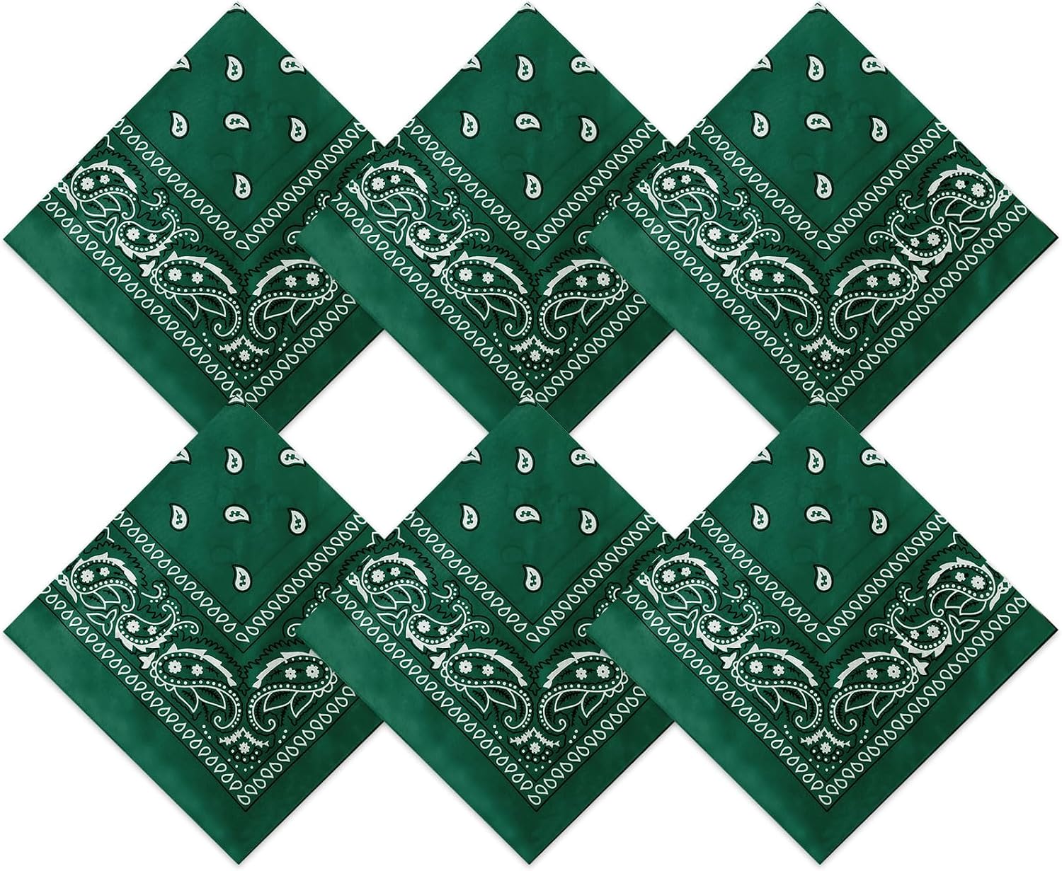 Blulu 6 Pcs Neon Color Cowboy Bandanas for Men Women Assorted Paisley Pattern Handkerchiefs 22 x 22 Inch Kids Headwrap Scarfs