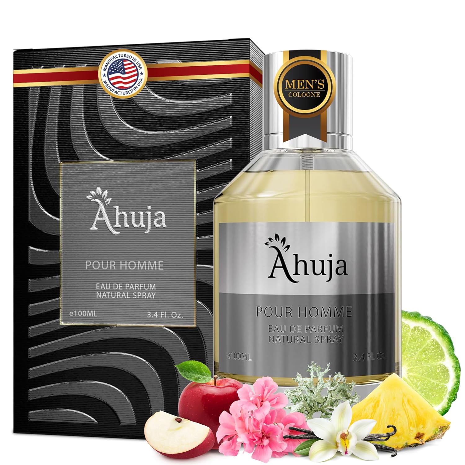 AHUJA Pour Homme Eau de Parfum bottle and packaging
