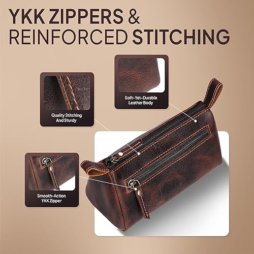 Miniatura 8 de Bolsa de maquillaje para viajes diseño delgado y elegante que se adapta a todos los bolsos y bolsas, kit de lápices, bolsa estacionaria de cuero