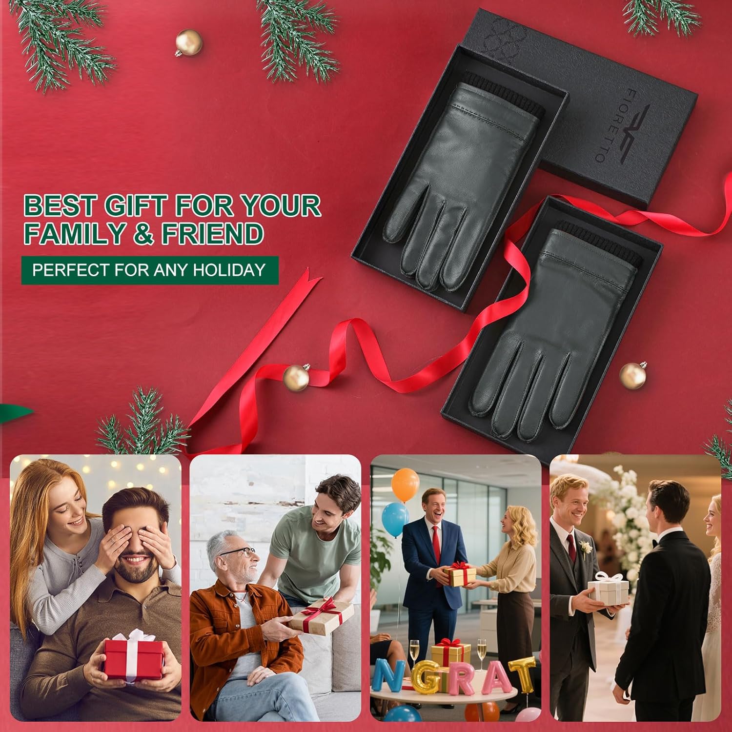 FIORETTO Men's Chrome free Leather Driving Gloves Touchscreen Warm Cashmere Wool Lined Sheepskin Winter Gloves M24002 - Image 6