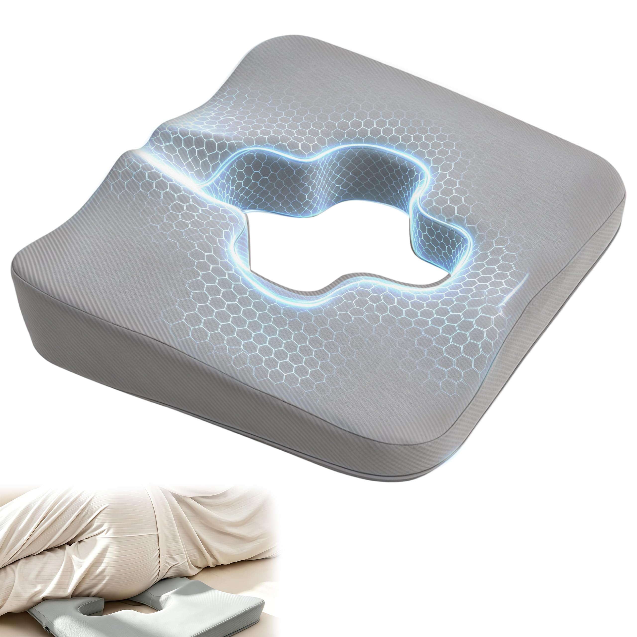 Dekubitus Sitzkissen Steißbeinschmerzen zur Wirksamen Linderung von Hämorrhoiden Prostata Ischias Memory Foam Steißbeinkissen Orthopädisch Sitzring mit Stoffbezug für Bettlägerigkeit Langes Sitzen