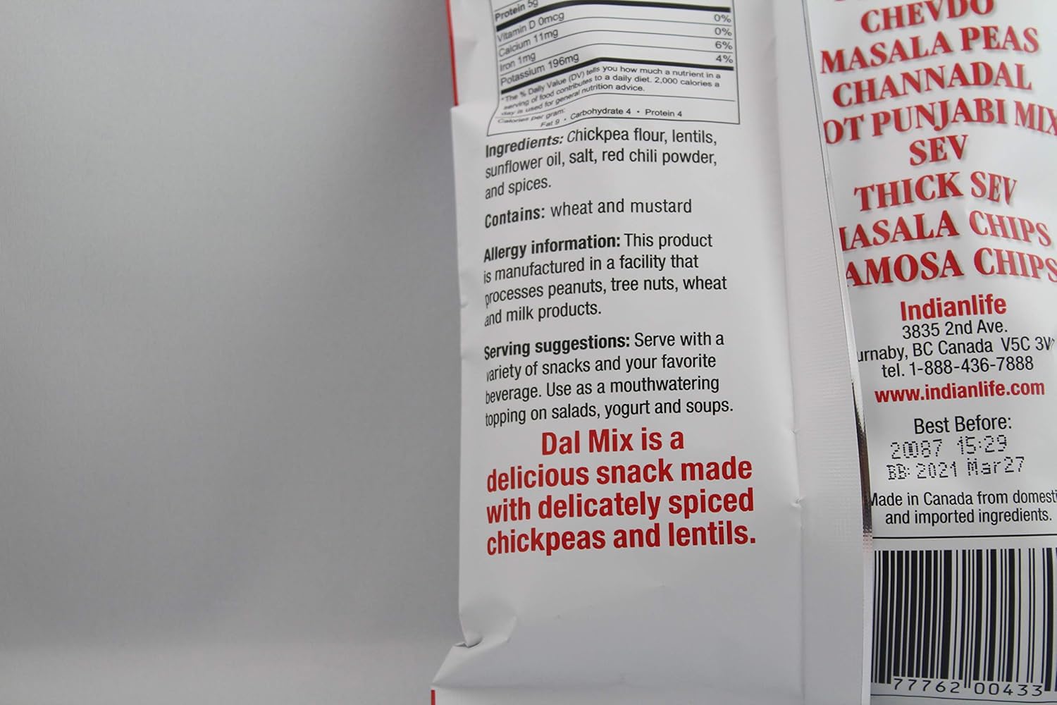 Indianlife Authentic Indian Savories Dal Mix 8pkts x 7oz (200g)