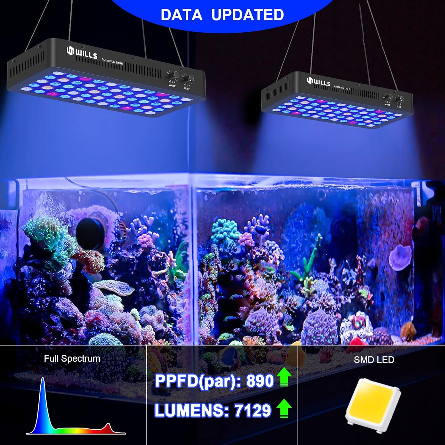 Dimmable Full Spectrum 165W Aquarium Lights for Planted Freshwater and