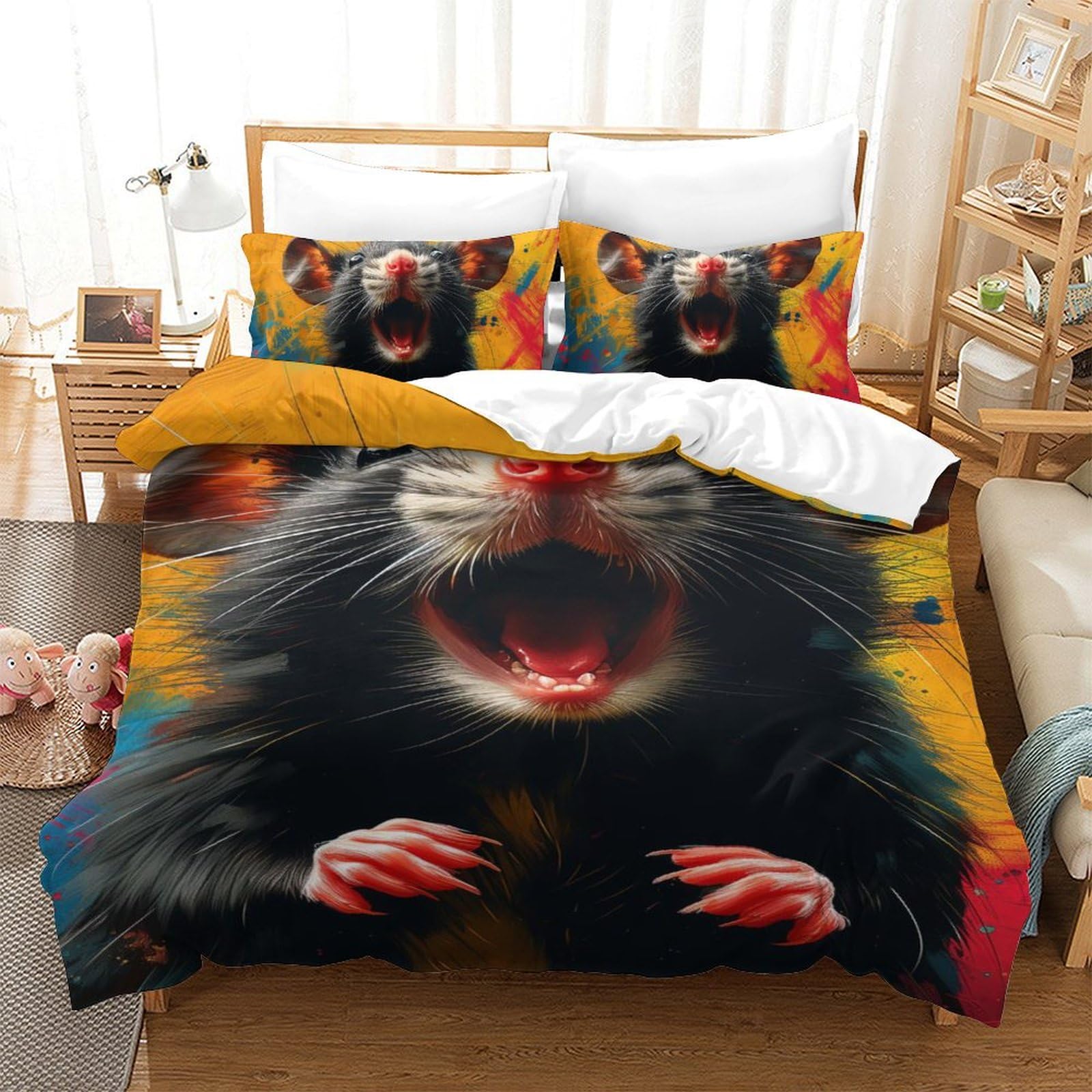Housse de couette souris 140x200 fermeture éclair invisible microfibre