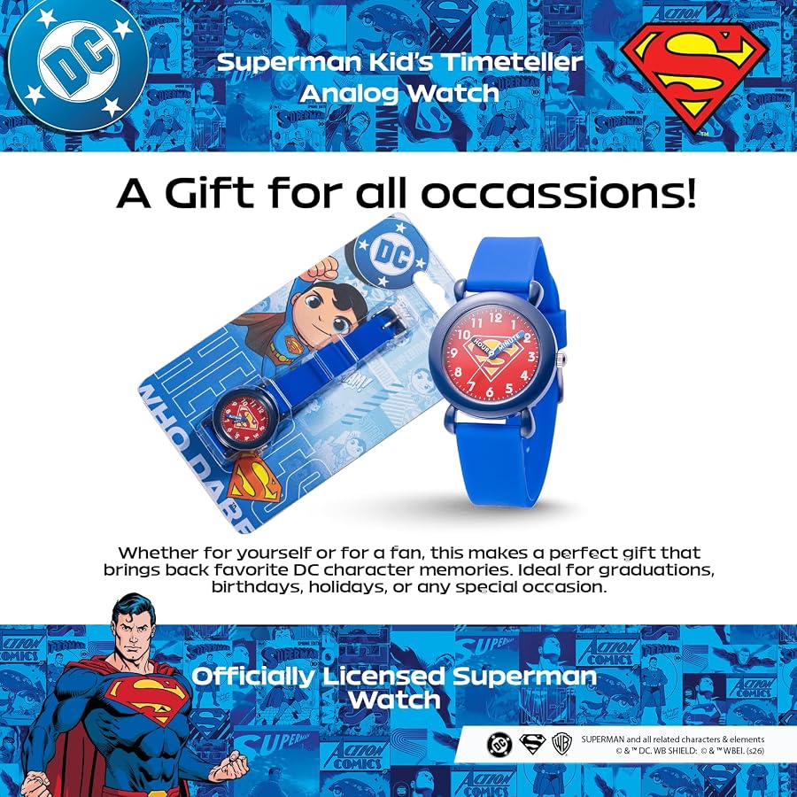Amazon.com: DC Comics Superman Watch for Kids Ages 4–7 – Luminous