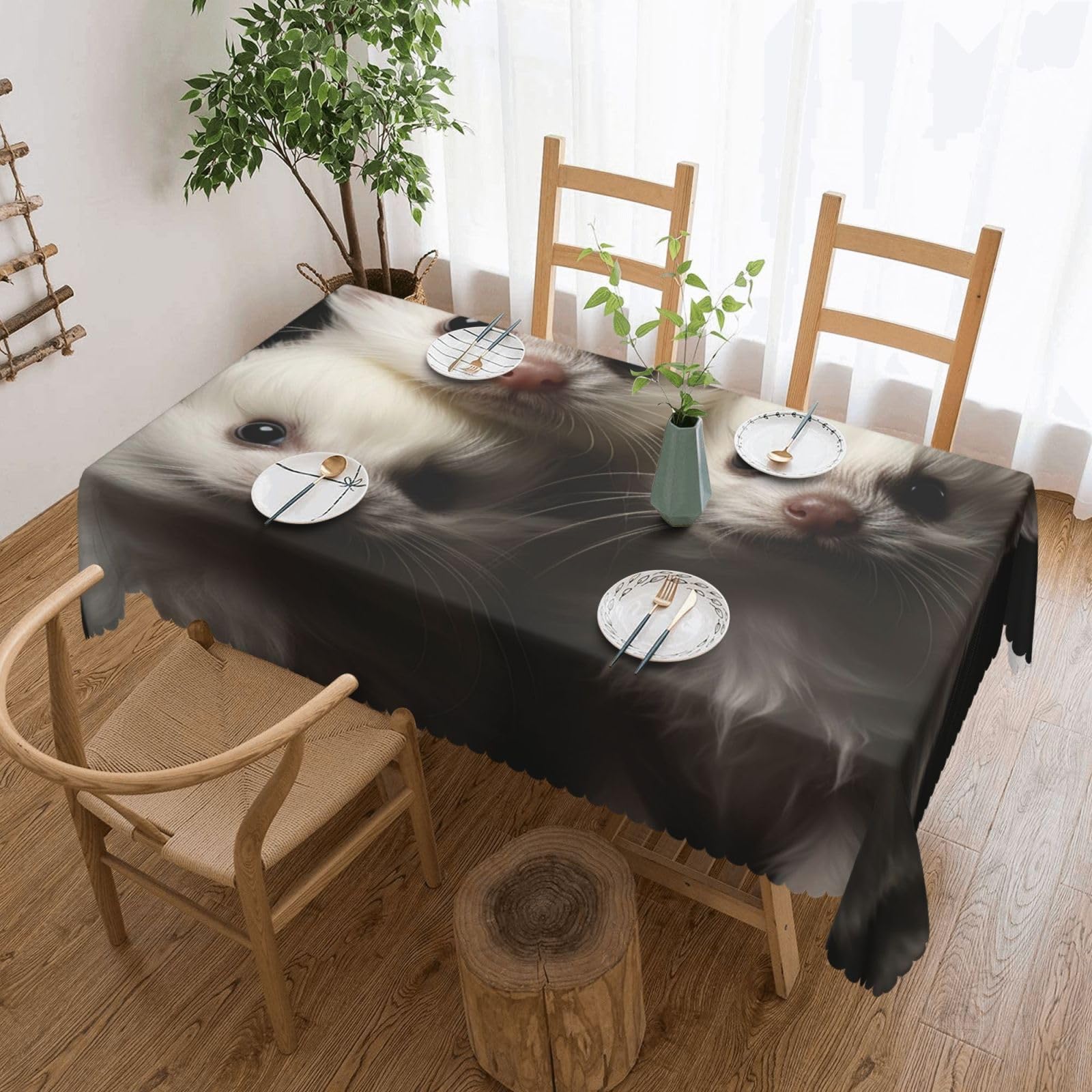 MXZERFKGLA Rectangle Tablecloth 137x183 cm Waterproof Tablecloth for Dining Tables Kitchen Farmhouse Tablecloths Ferrets Table Cloth Wrinkle Free Table Cover for Dining Buffet Wedding Party