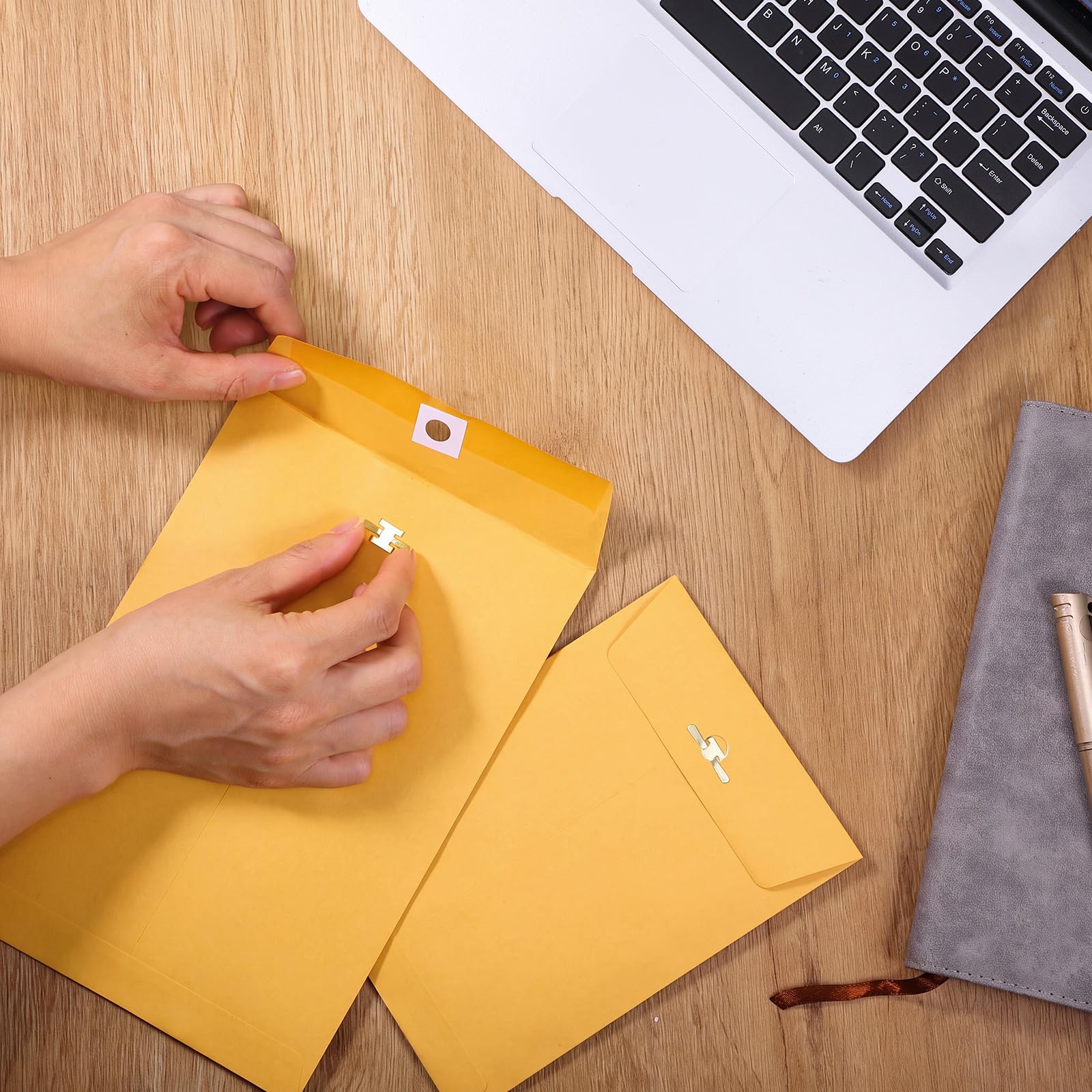 Zonon Lot de 100 enveloppes en papier kraft de 3 tailles avec fermoir pour classement, stockage, protection de la vie privée ou envoi de documents (25,4 x 33 cm, 22,9 x 30,5 cm, 15,2 x 22,9 cm)