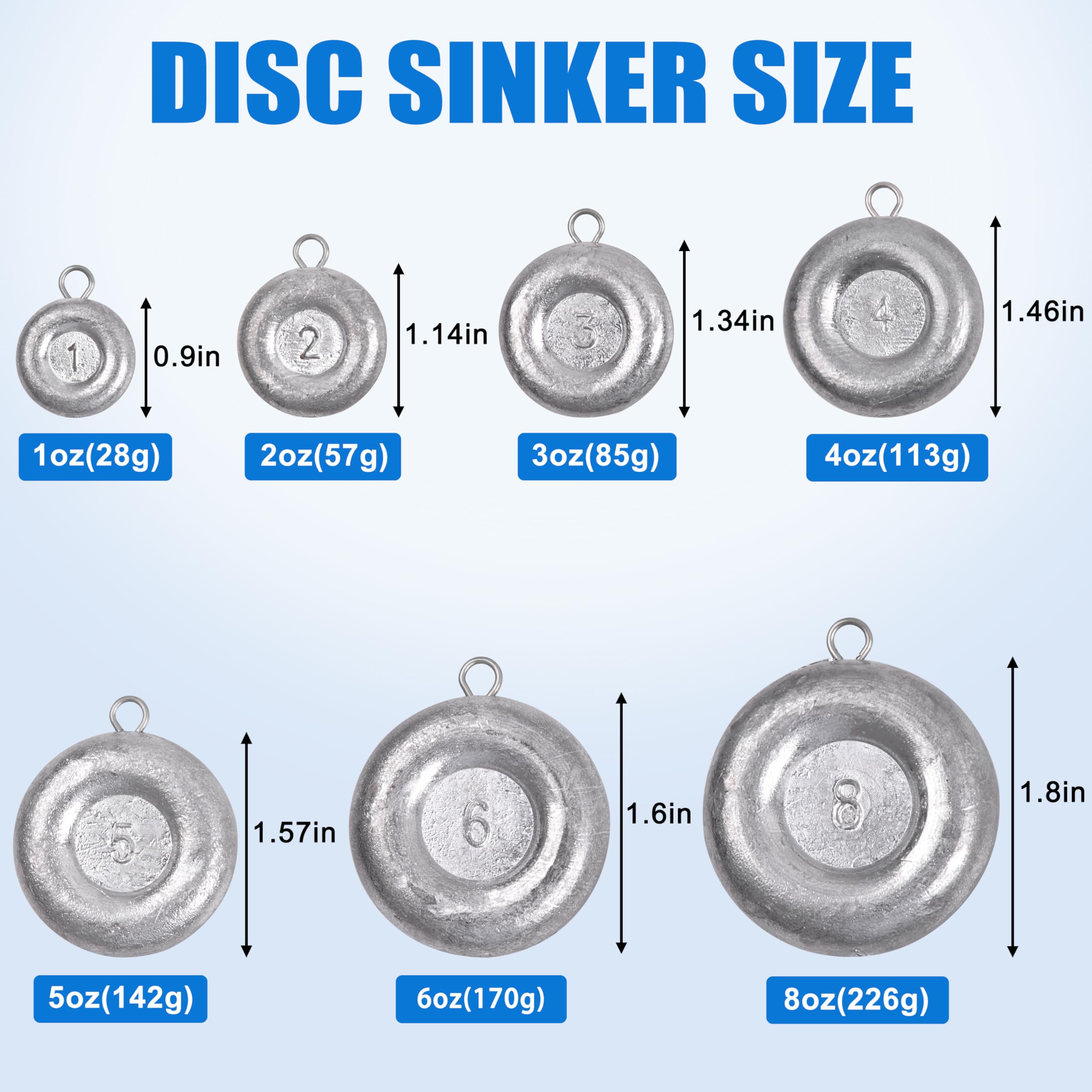Catfish Bait Disc Sinkers Fishing Weights 1oz To 8oz Set For Surf