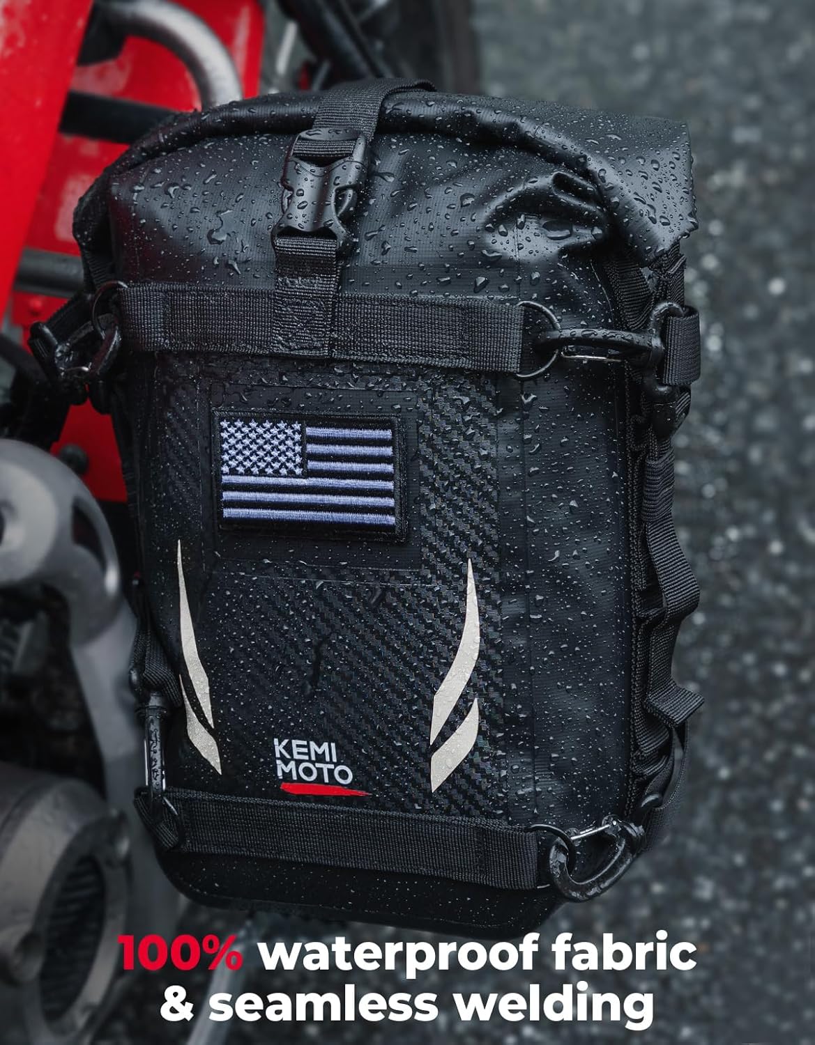 KEMIMOTO Universal Waterproof Motorcycle Tail Bag, Front Bumper Frame, Side Bag, Saddle Pannier Bag, Universal Fit for Dirt Bike, Adventure & Street Motorcycles 6.5L Grey