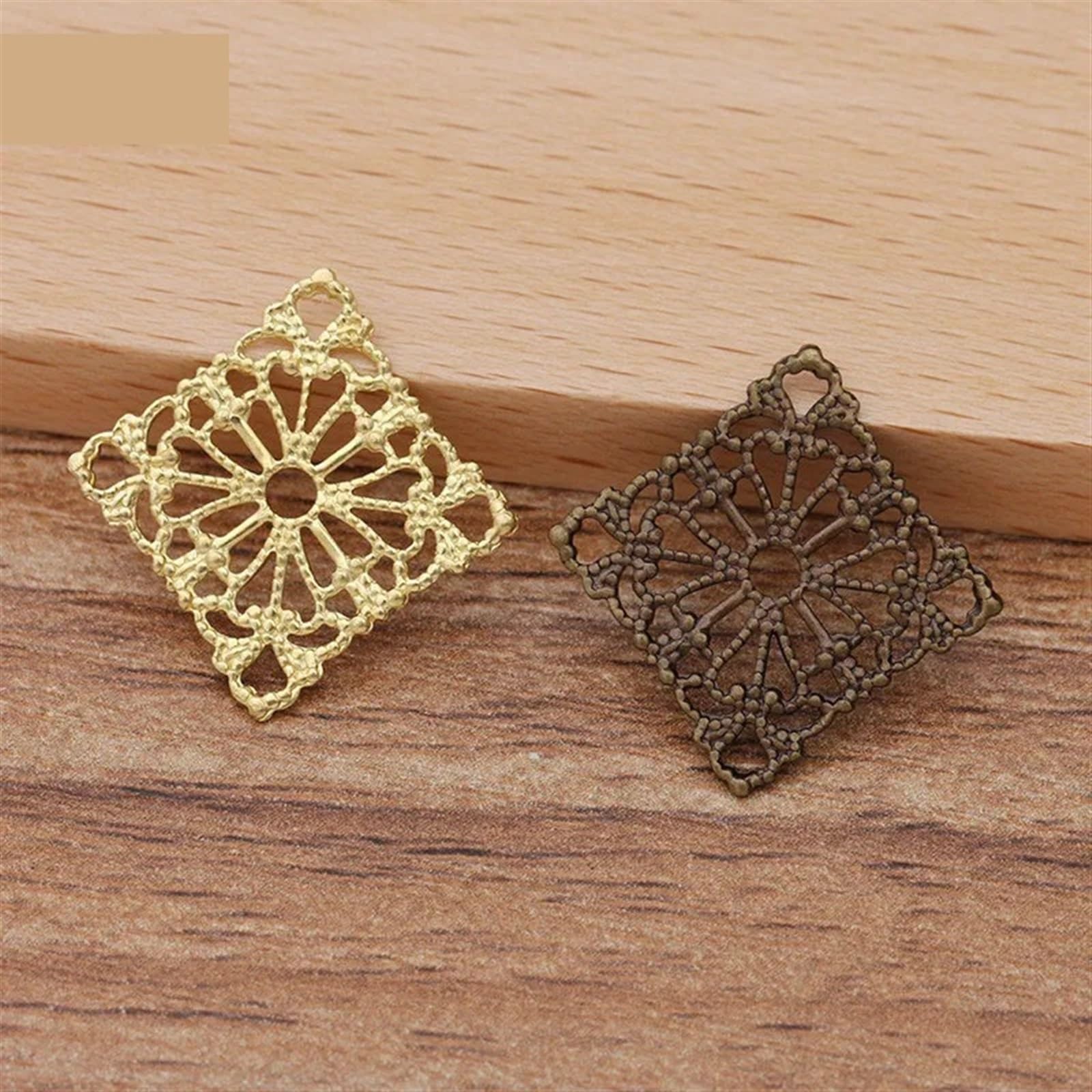 Ochraniacz narożników, Ochraniacz narożników książ 15MM metalowe mosiężne stemple kwadratowe filigranowe elementy DIY ręcznie robione akcesoria do biżuterii(Antique Bronze)