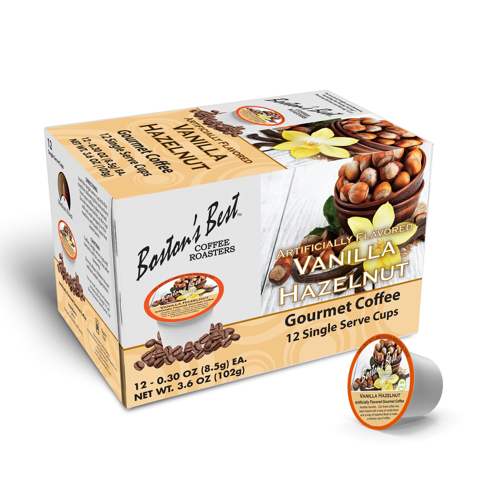 Boston’s Best - Vanilla Hazelnut Delicious Medium Roast Flavored Gourmet Coffee Compatible with Keurig Coffee Maker, 1 Count (12 Single Serve Cups)