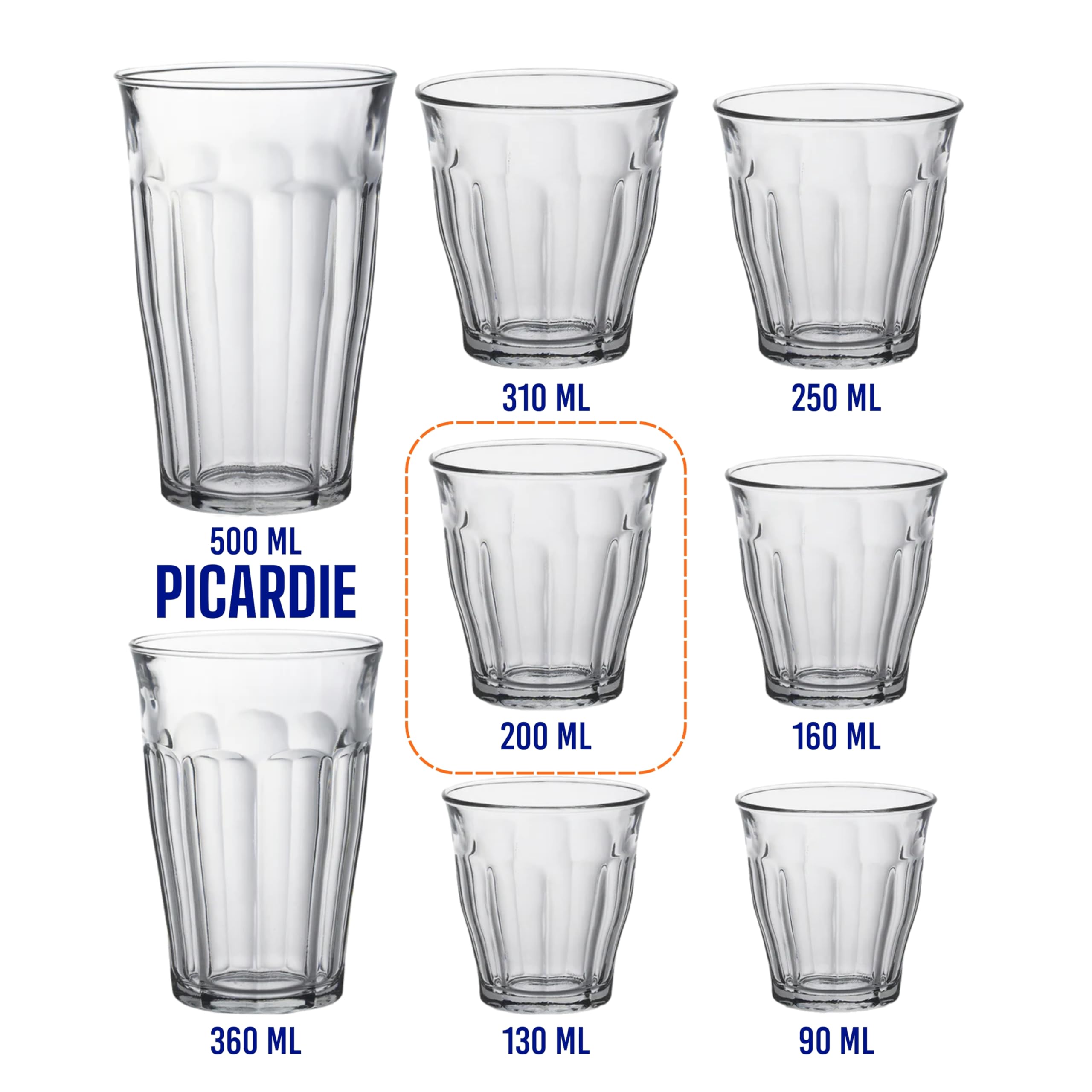 Duralex® Picardie Glass Tumbler 220ML Set of 4 Glasses 3