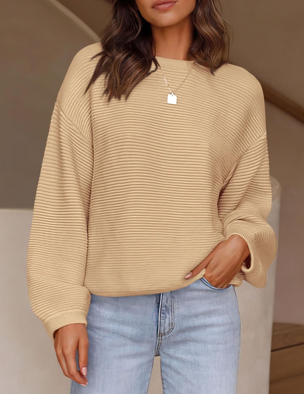 PRETTYGARDEN Womens Fall Sweaters 2025 Casual Loose Crewneck Ribbed Long Sleeve Top Knit Pullover Sweater - Image 8