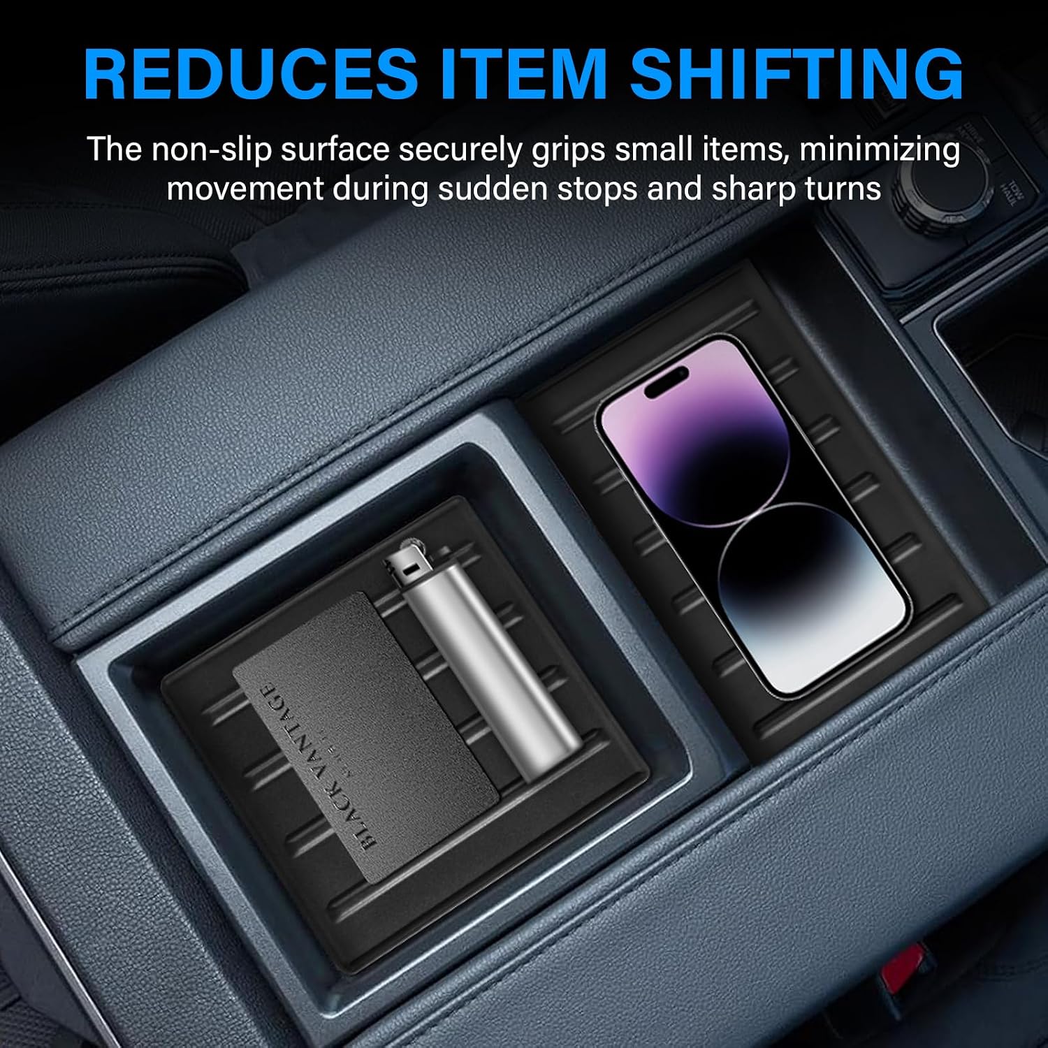 Center Console Tray Liner for Toyota Tundra Accessories 2022-2025 2026 (Only fits SR, SR5, Limited) & 2023-2025 2026 Sequoia Accessories Console Organizer Liner Anti-Slip Silicone Mat Pad 2 Pcs