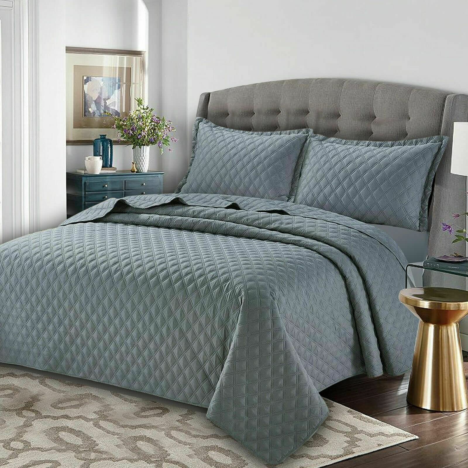Sponsored Ad – Best Linen Quilted Bedspreads Bed Throw 3 Pcs Embossed Coverlet Bedding Set Includes 1 Comforter & 2 Pillow Cases (King, Inspiration Grey)