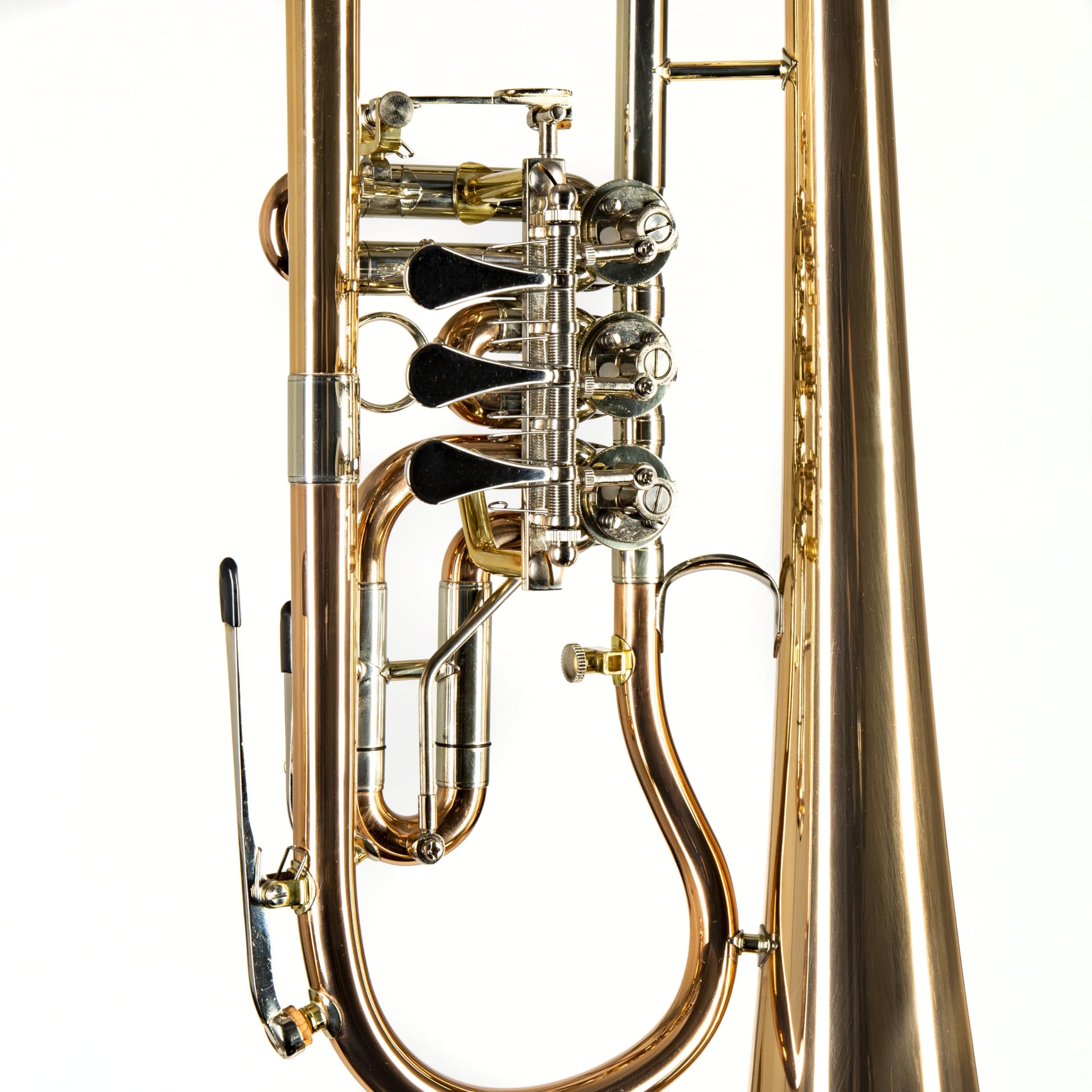 Monzani MZFH 1050L Bb-Flügelhorn, Drehventil, Goldmessing Korpus, Neusilber Mundrohr, Klarlack Finish, Inklusive Koffer, Mundstück, Ideal für Einsteiger