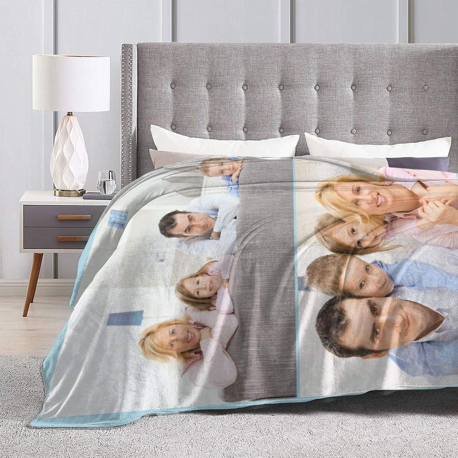 Custom Blanket Personalized Blanket from Photo Text, Custom Blankets with Photos Collage Customized Blankets Personalized Throw Blankets for Family Birthday Wedding Gift, 50"x40", 2 Photos Collage