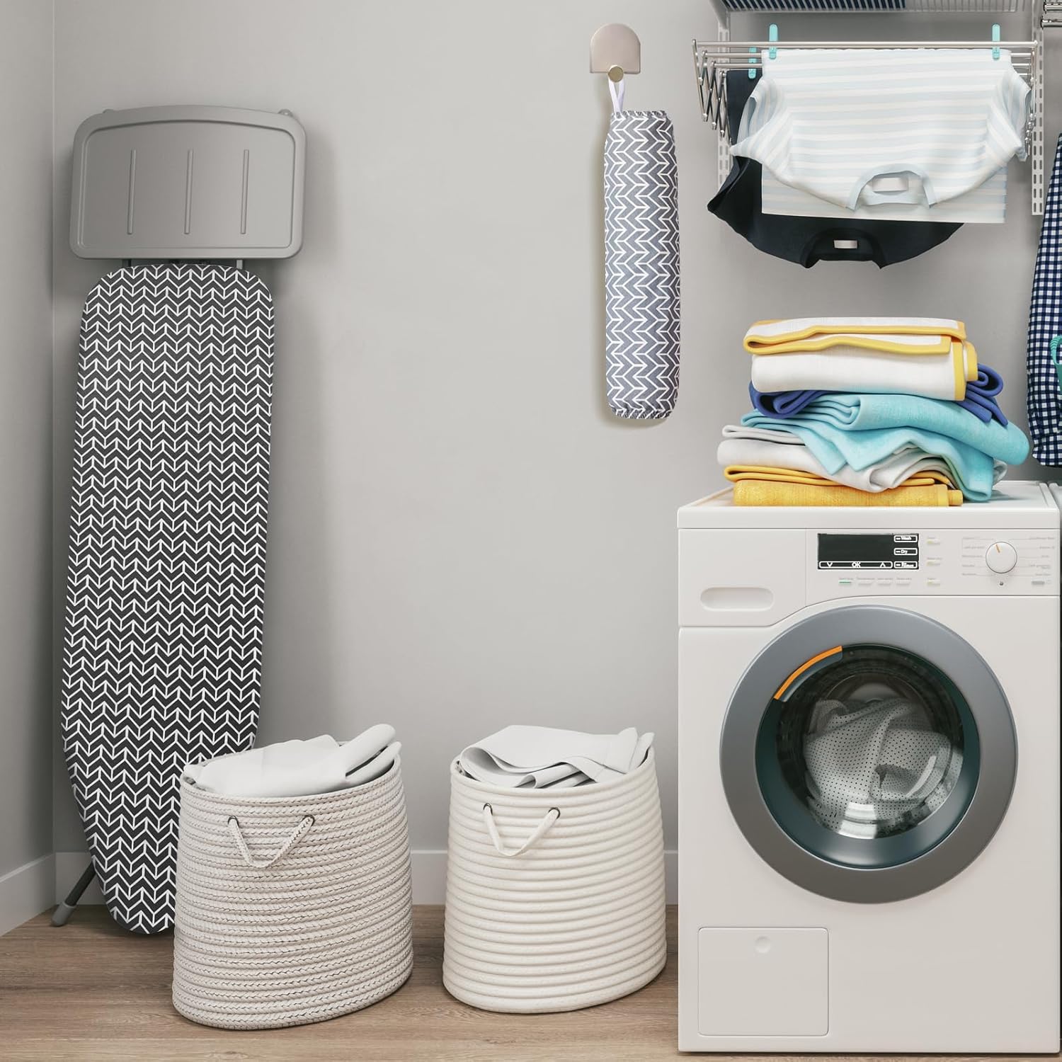 BNDX Ironing Board Cover and Pad 18" x 49" – Scorch-Proof, Tension Fit for Home Business Owners, Hotels, Professionals – Ebony Wheat